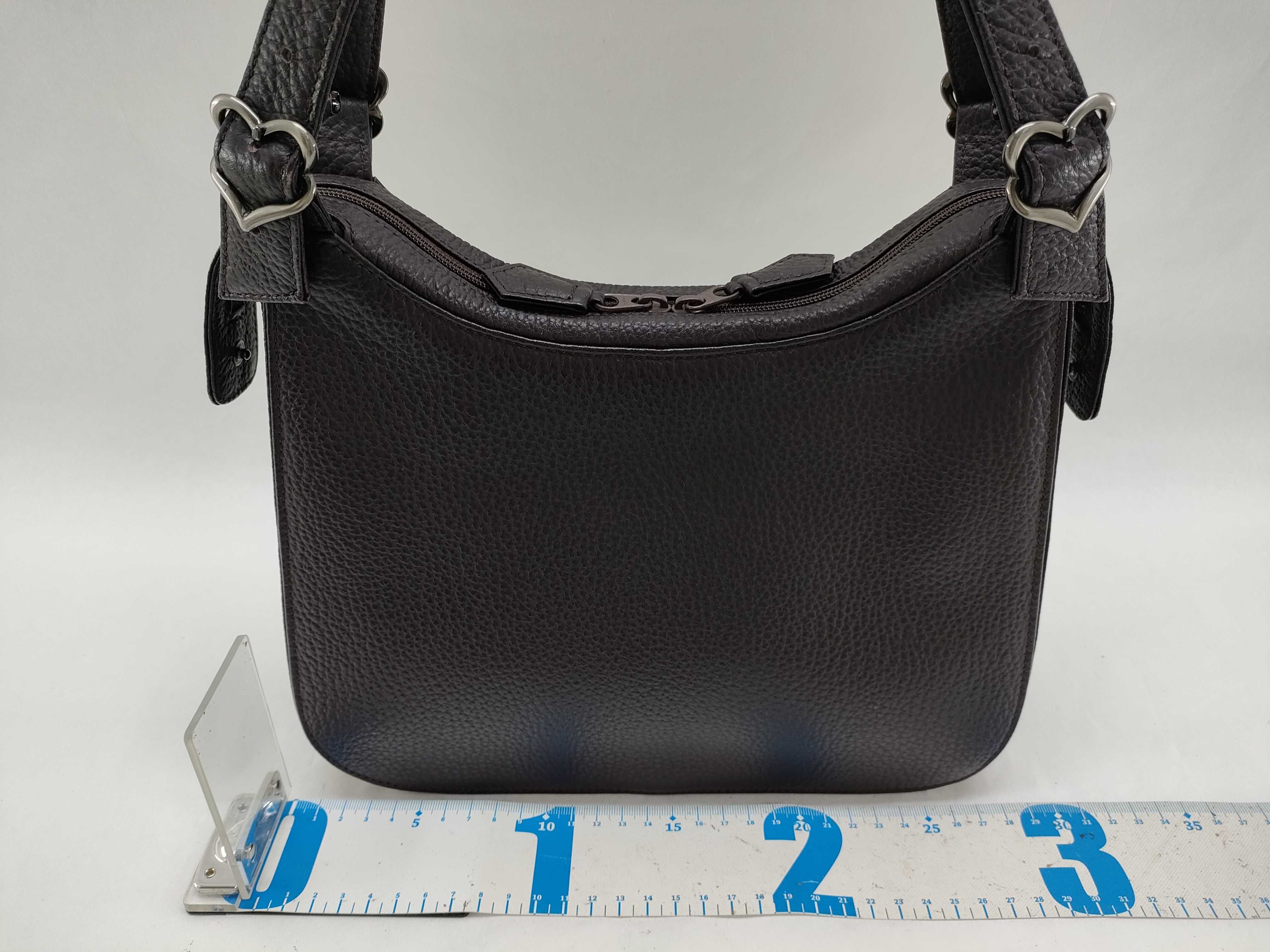 Leather Brown Handbag with Logo Plate — view 2