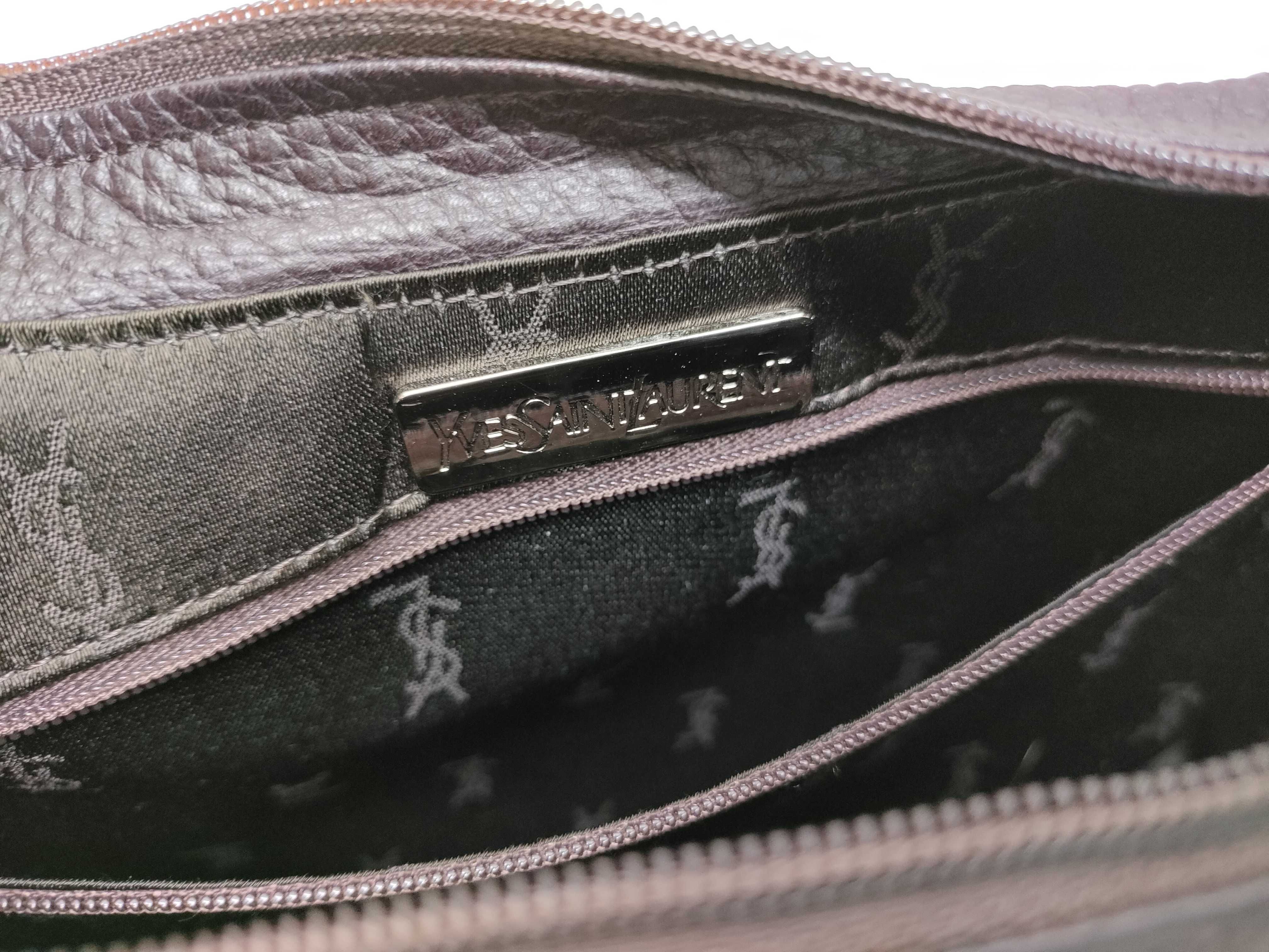 Leather Brown Handbag with Logo Plate — view 12