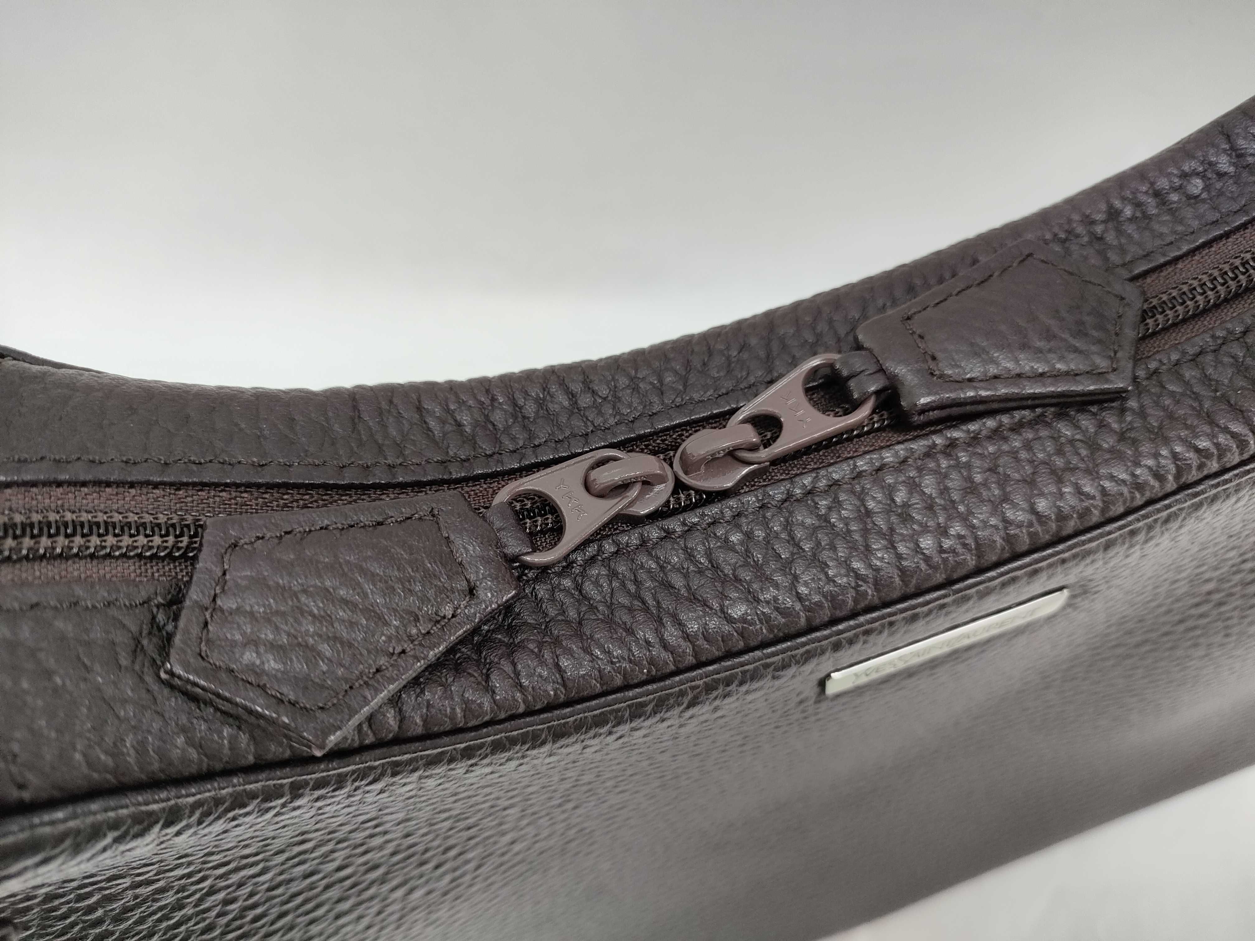 Leather Brown Handbag with Logo Plate — view 14