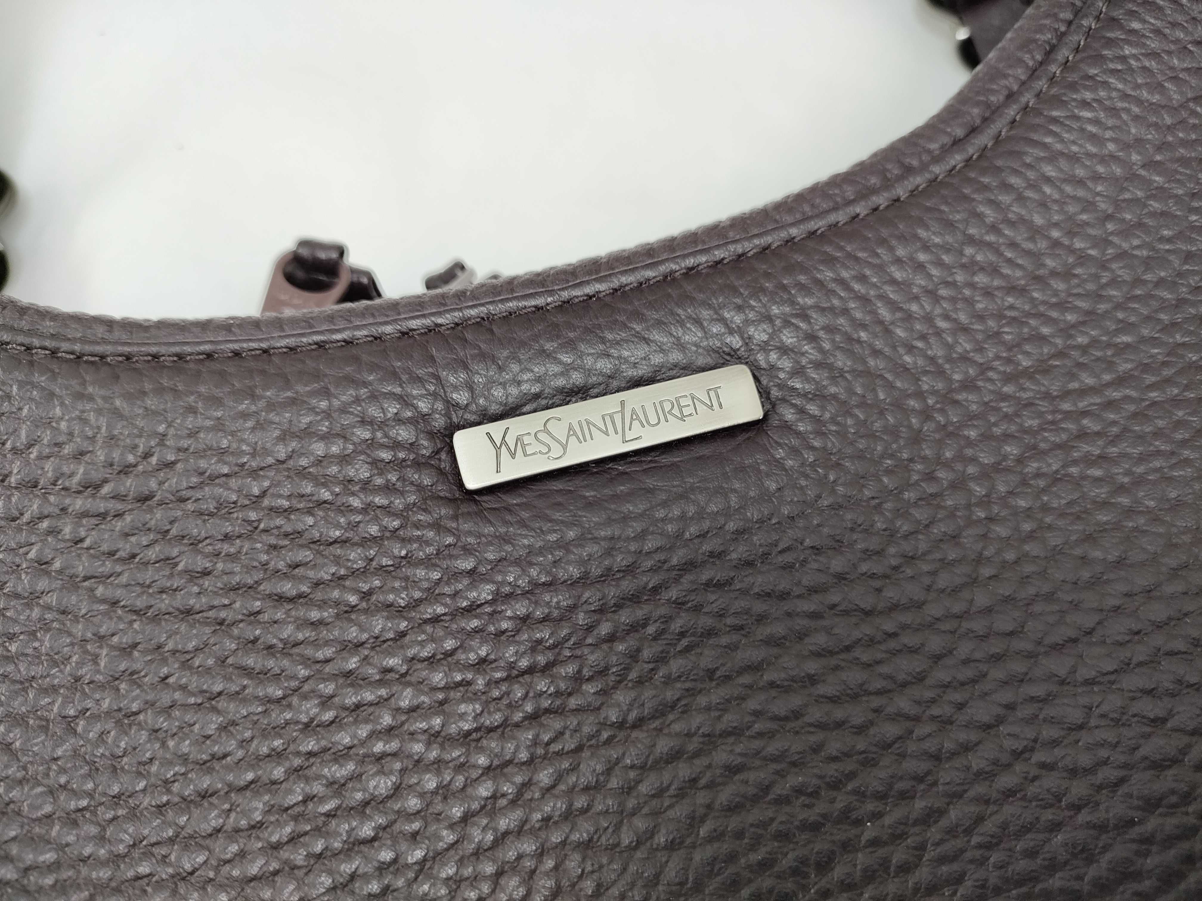 Leather Brown Handbag with Logo Plate — view 15
