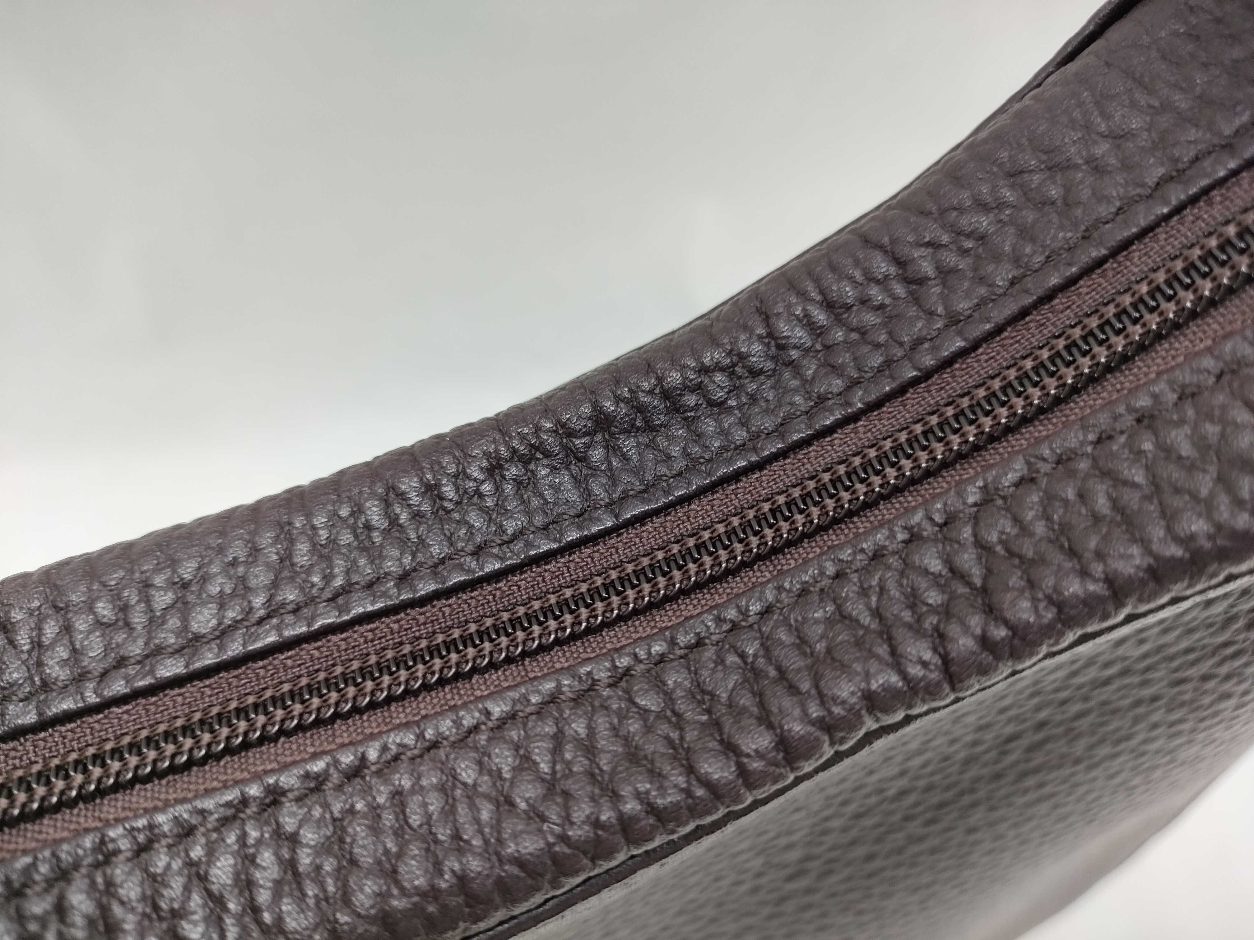 Leather Brown Handbag with Logo Plate — view 6