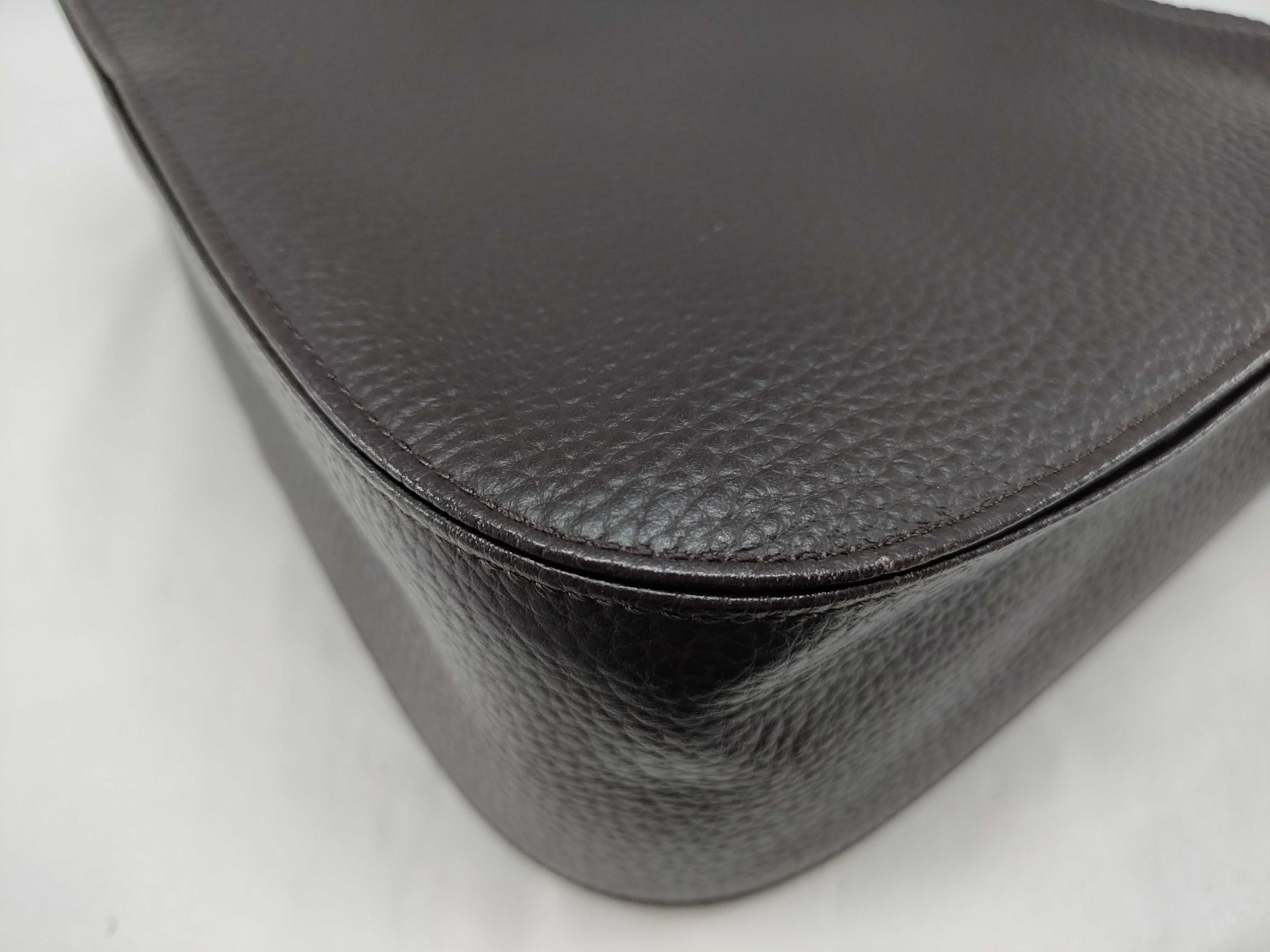 Leather Brown Handbag with Logo Plate — view 7