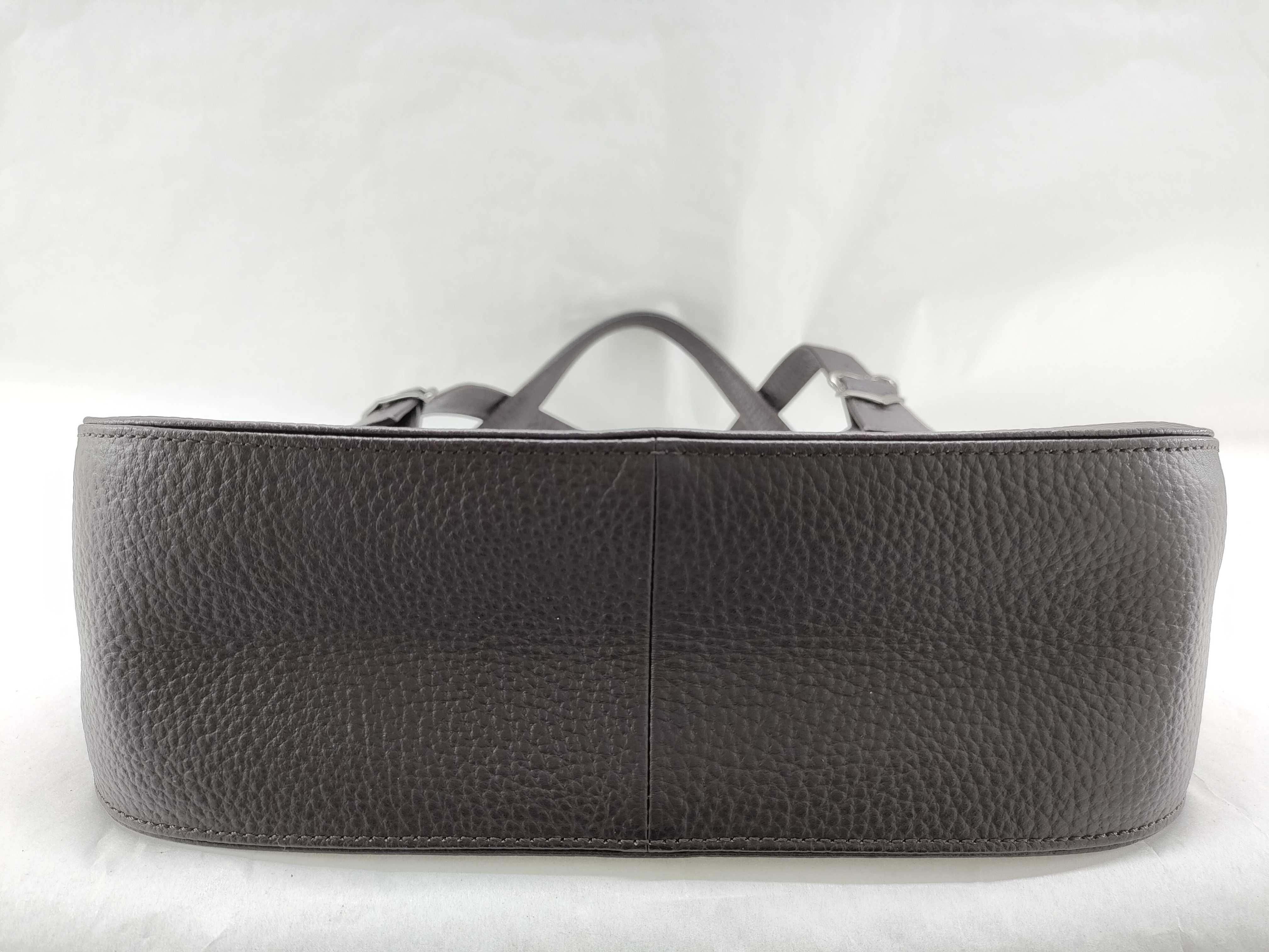 Leather Brown Handbag with Logo Plate — view 8