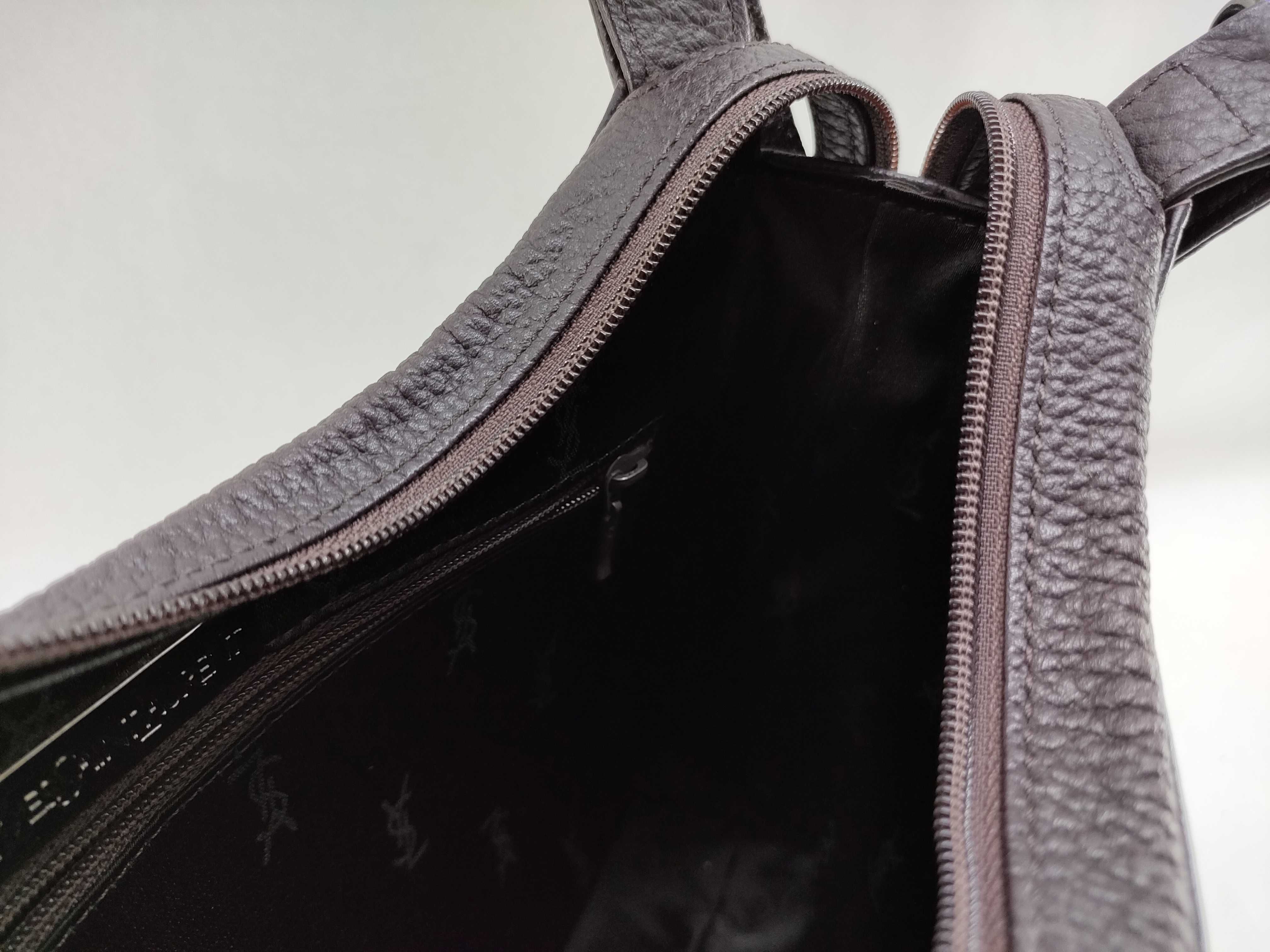 Leather Brown Handbag with Logo Plate — view 9