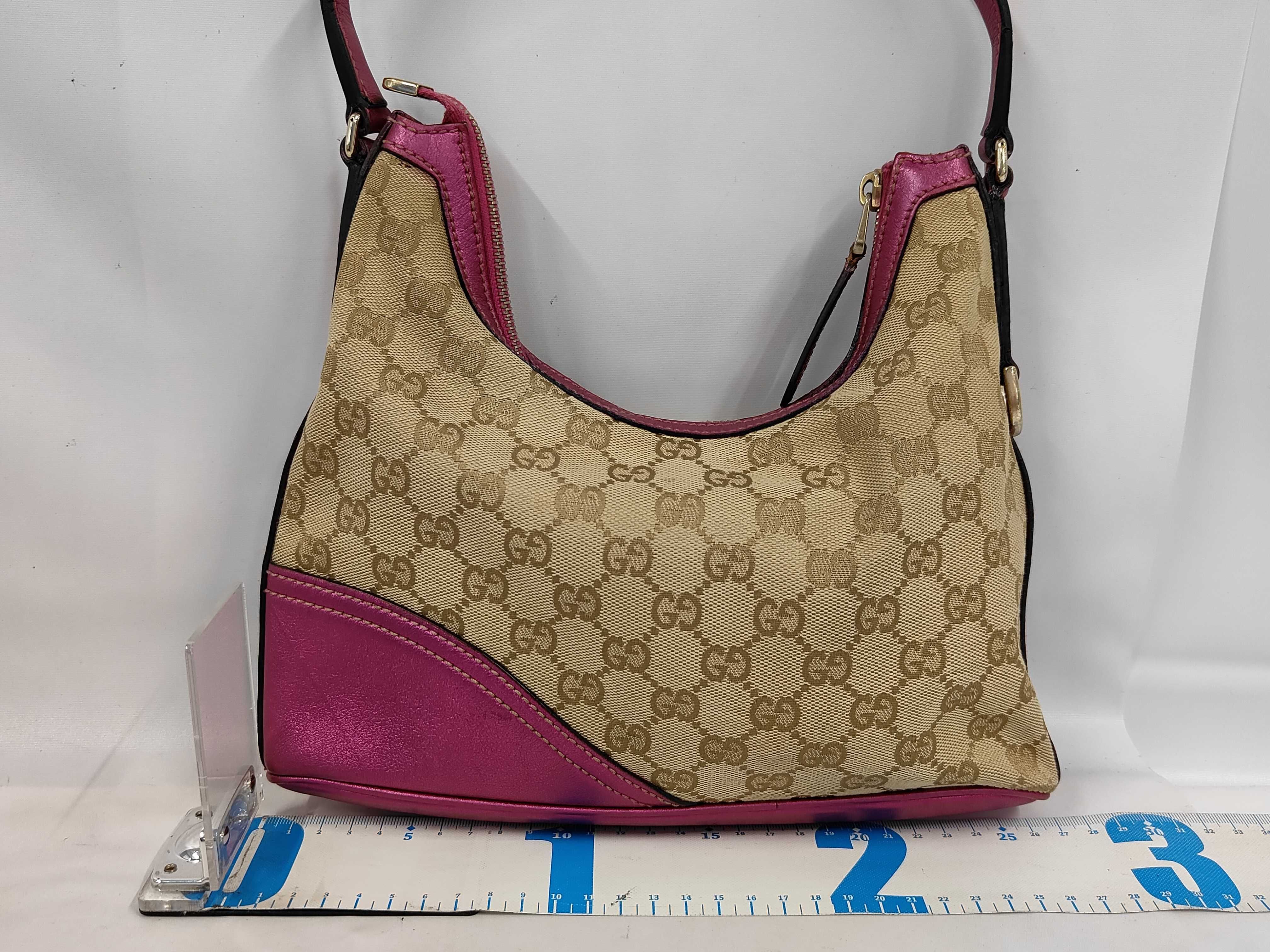 Fuchsia Canvas GG Monogram Hobo Shoulder Bag — view 2