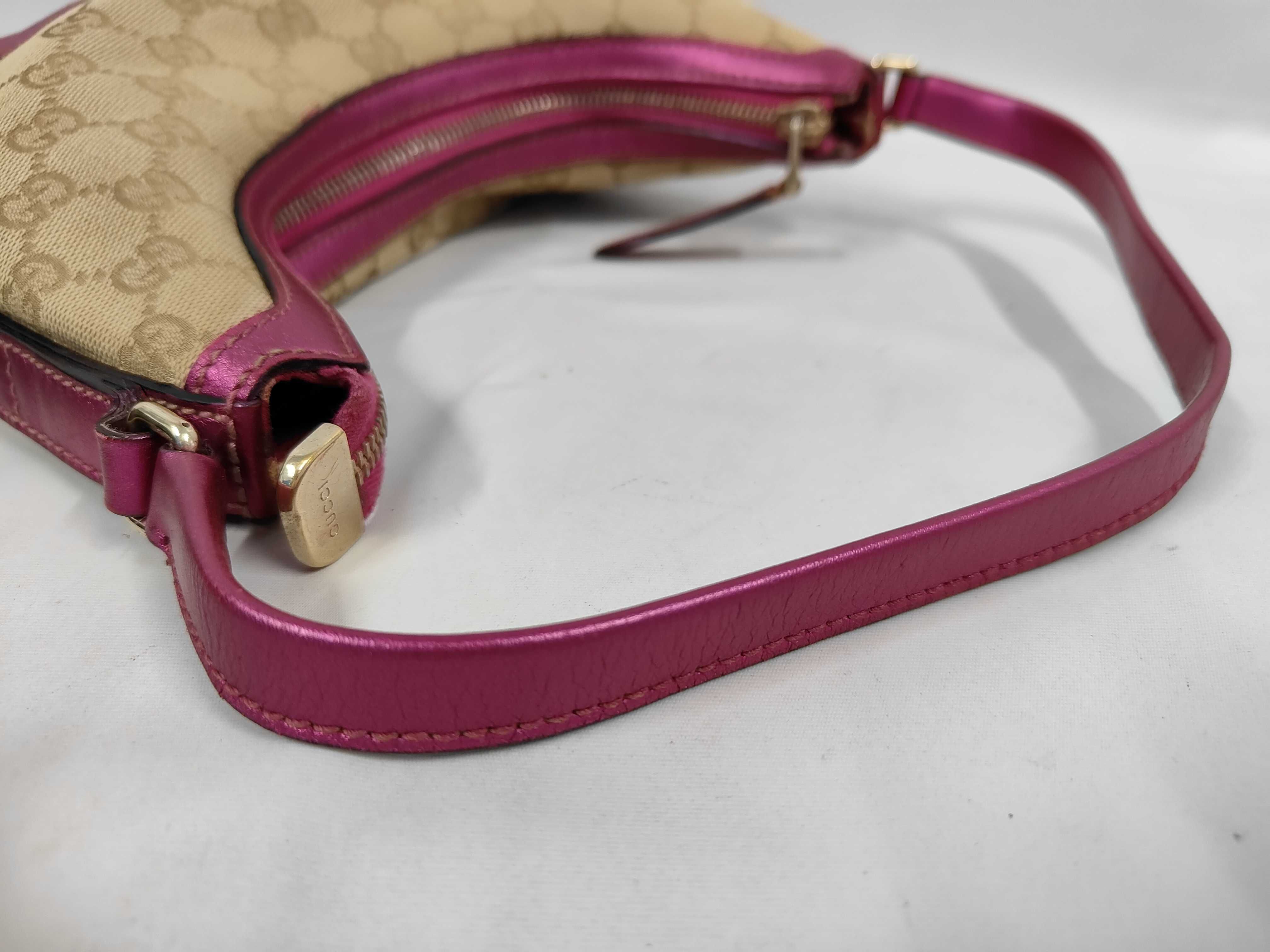 Fuchsia Canvas GG Monogram Hobo Shoulder Bag — view 3