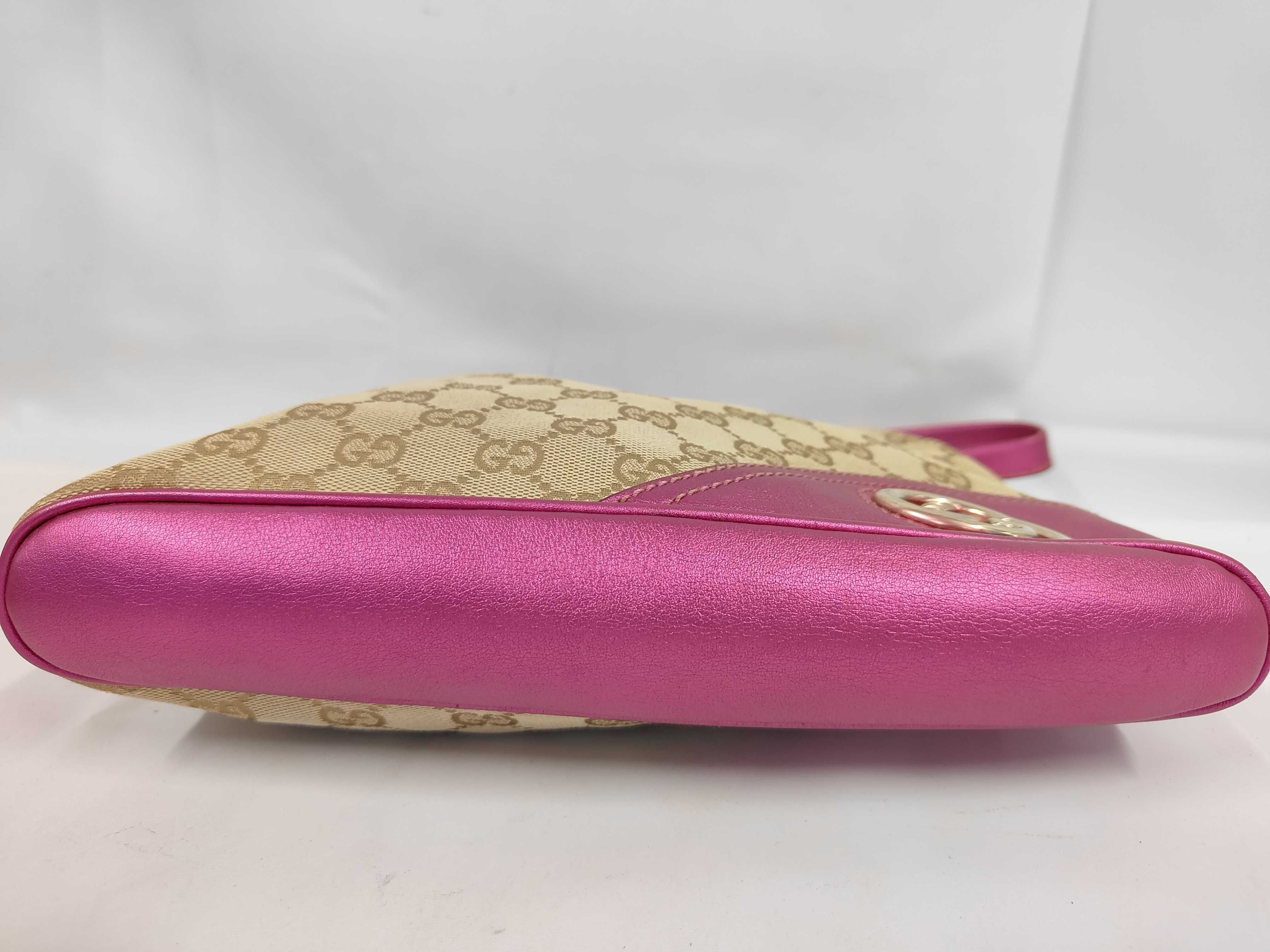 Fuchsia Canvas GG Monogram Hobo Shoulder Bag — view 6
