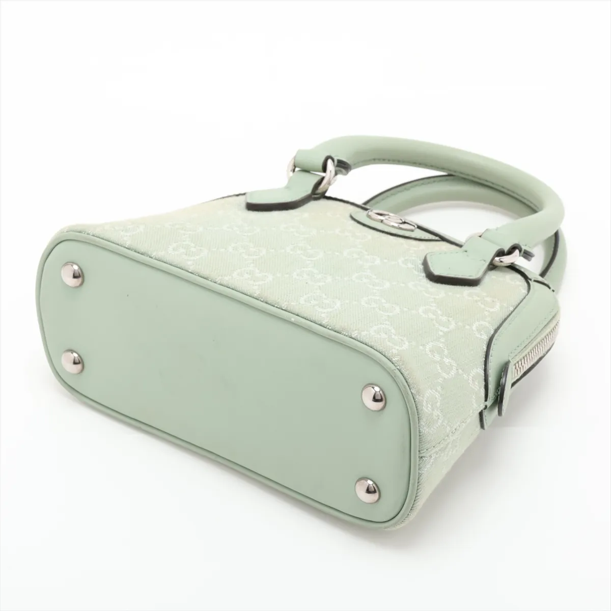 GG Canvas x Leather 2-Way Handbag Green 772216 — view 3