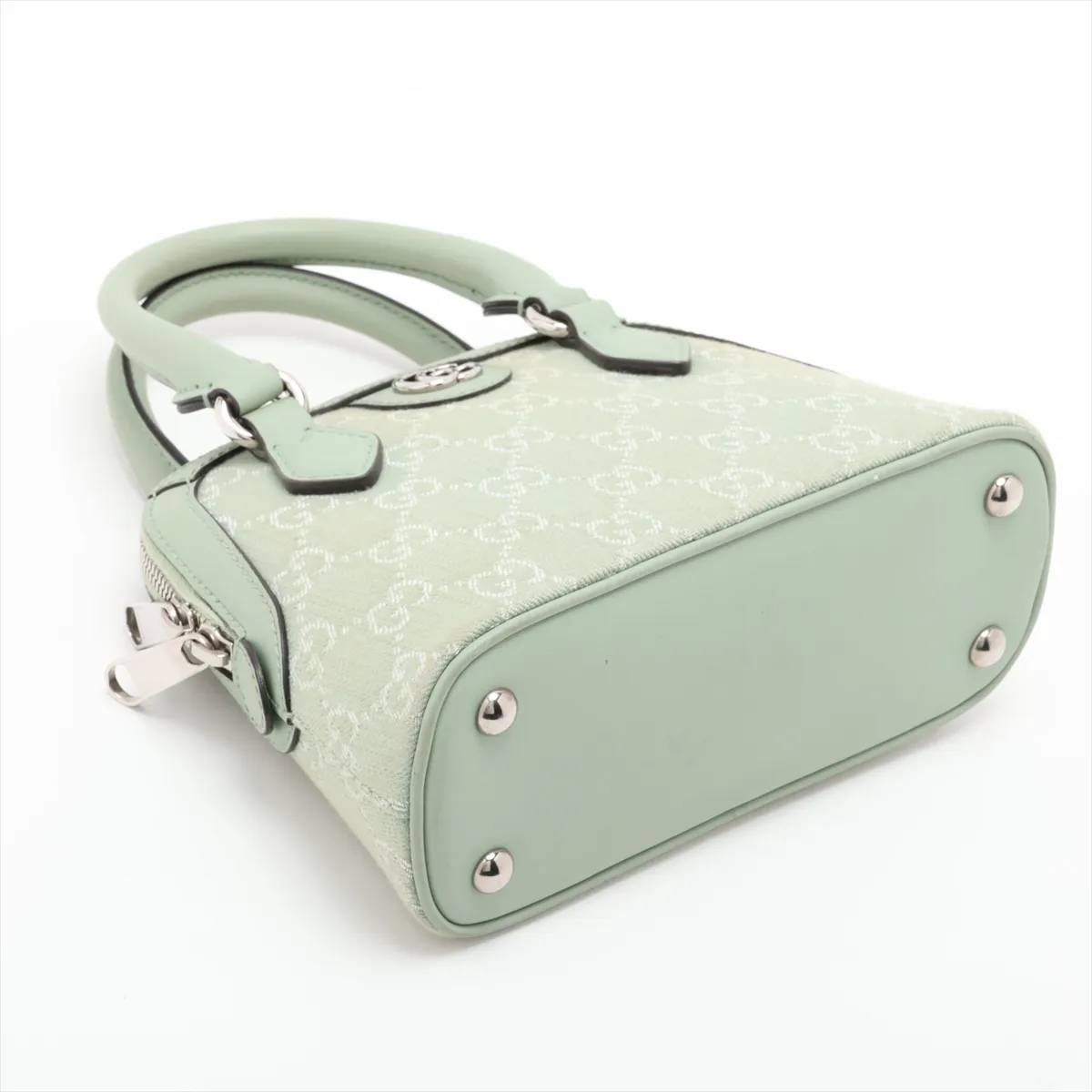 GG Canvas x Leather 2-Way Handbag Green 772216 — view 4