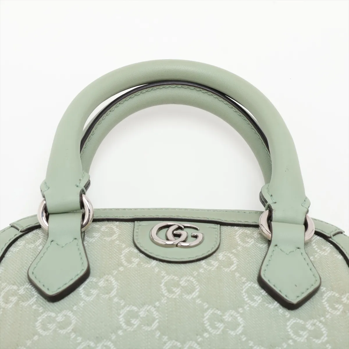 GG Canvas x Leather 2-Way Handbag Green 772216 — view 6
