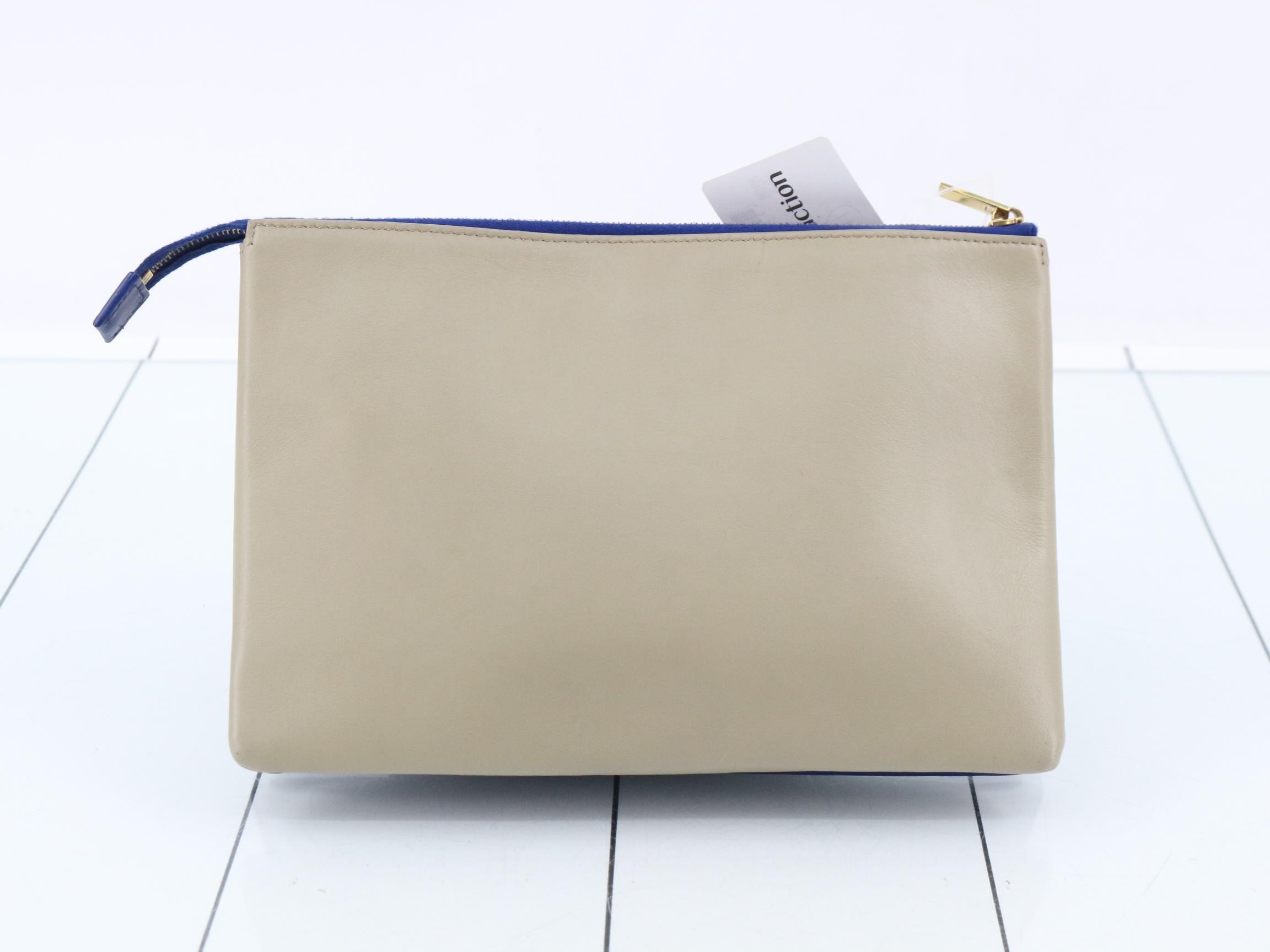 Leather clutch bag, two-tone — view 2
