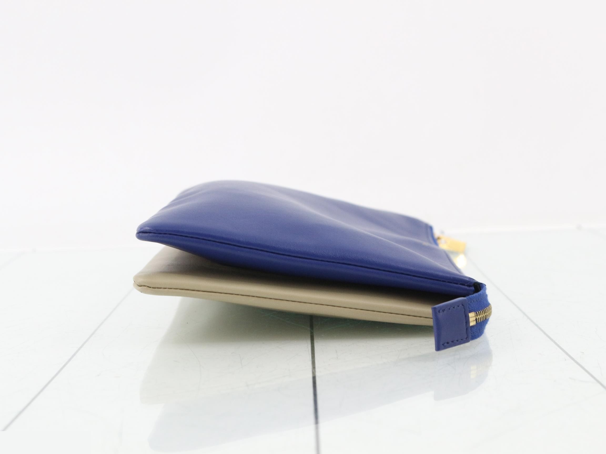 Leather clutch bag, two-tone — view 3