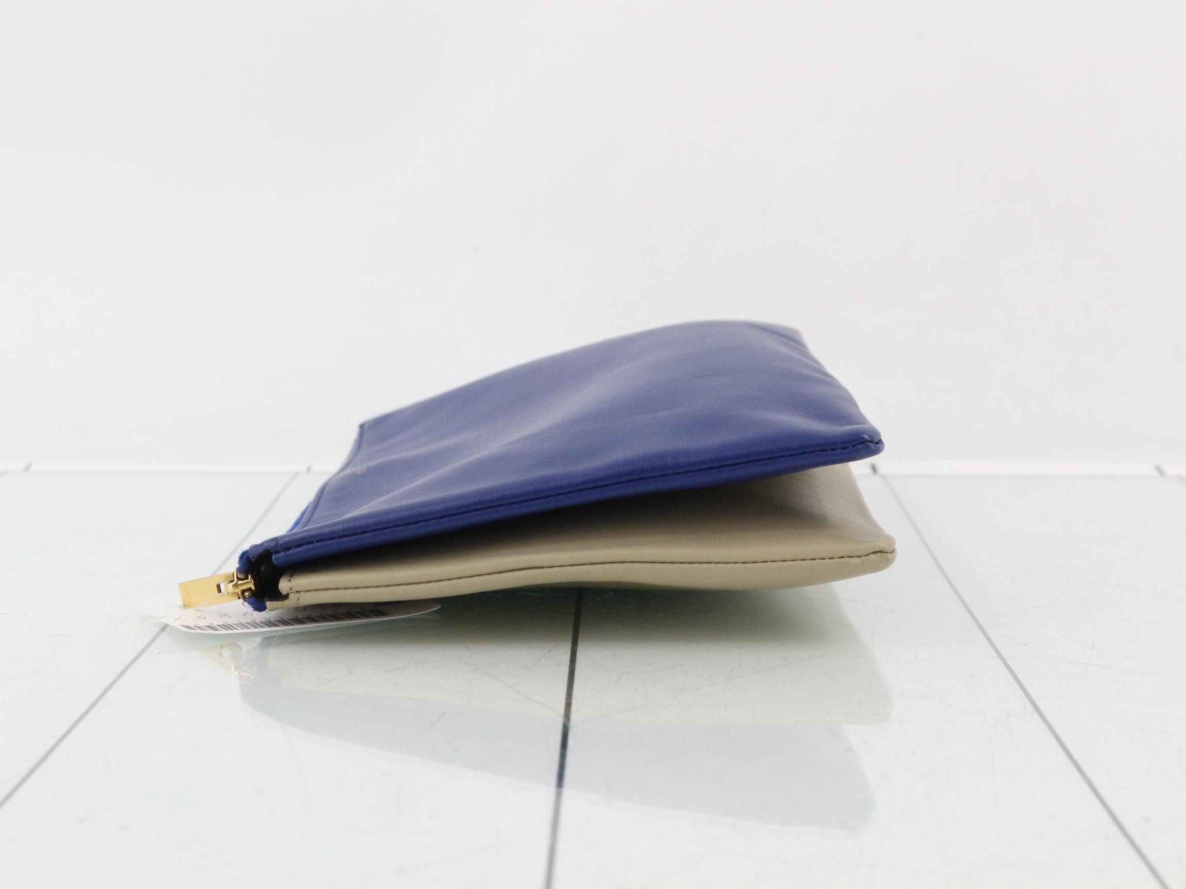 Leather clutch bag, two-tone — view 4