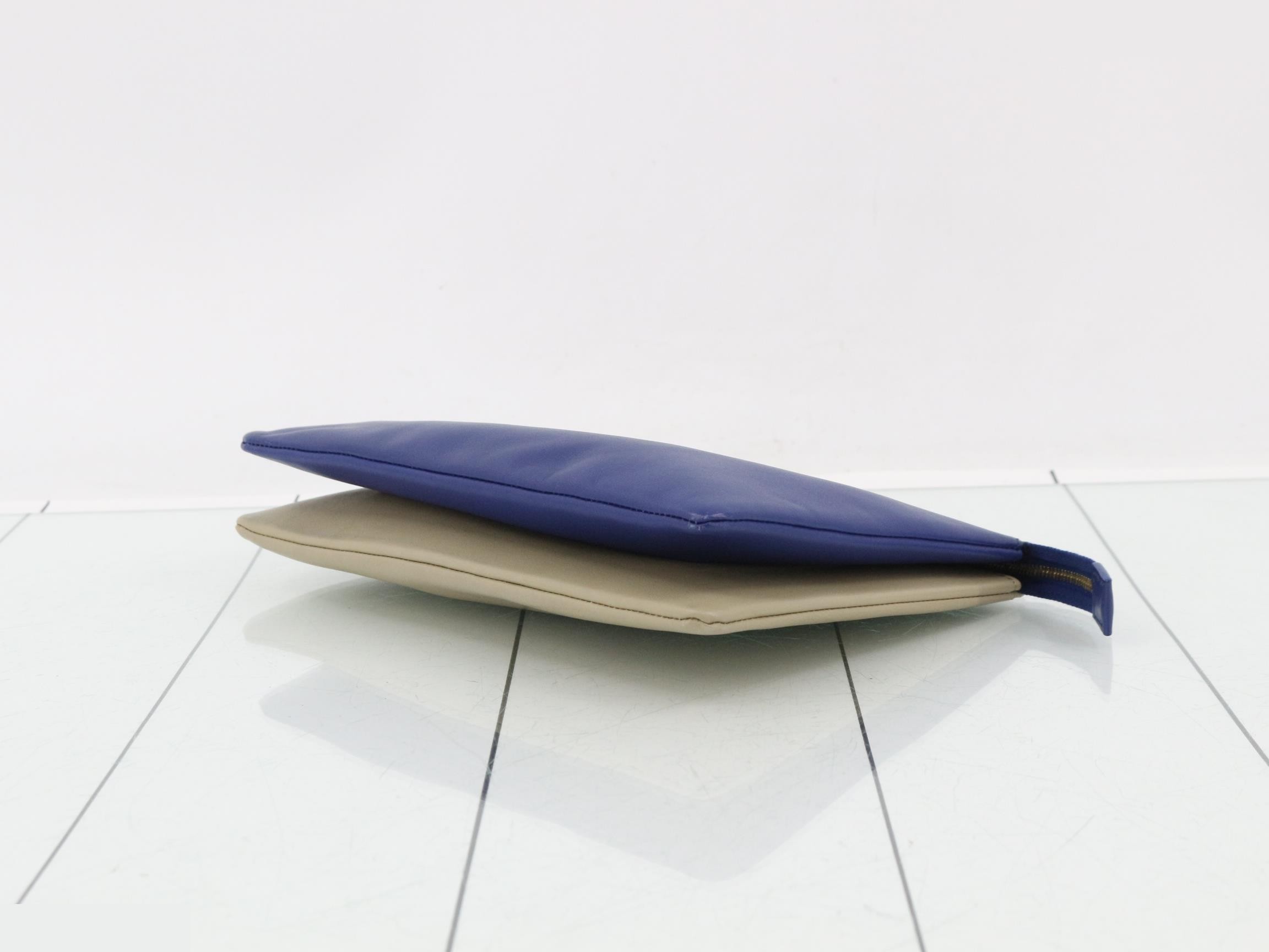 Leather clutch bag, two-tone — view 6