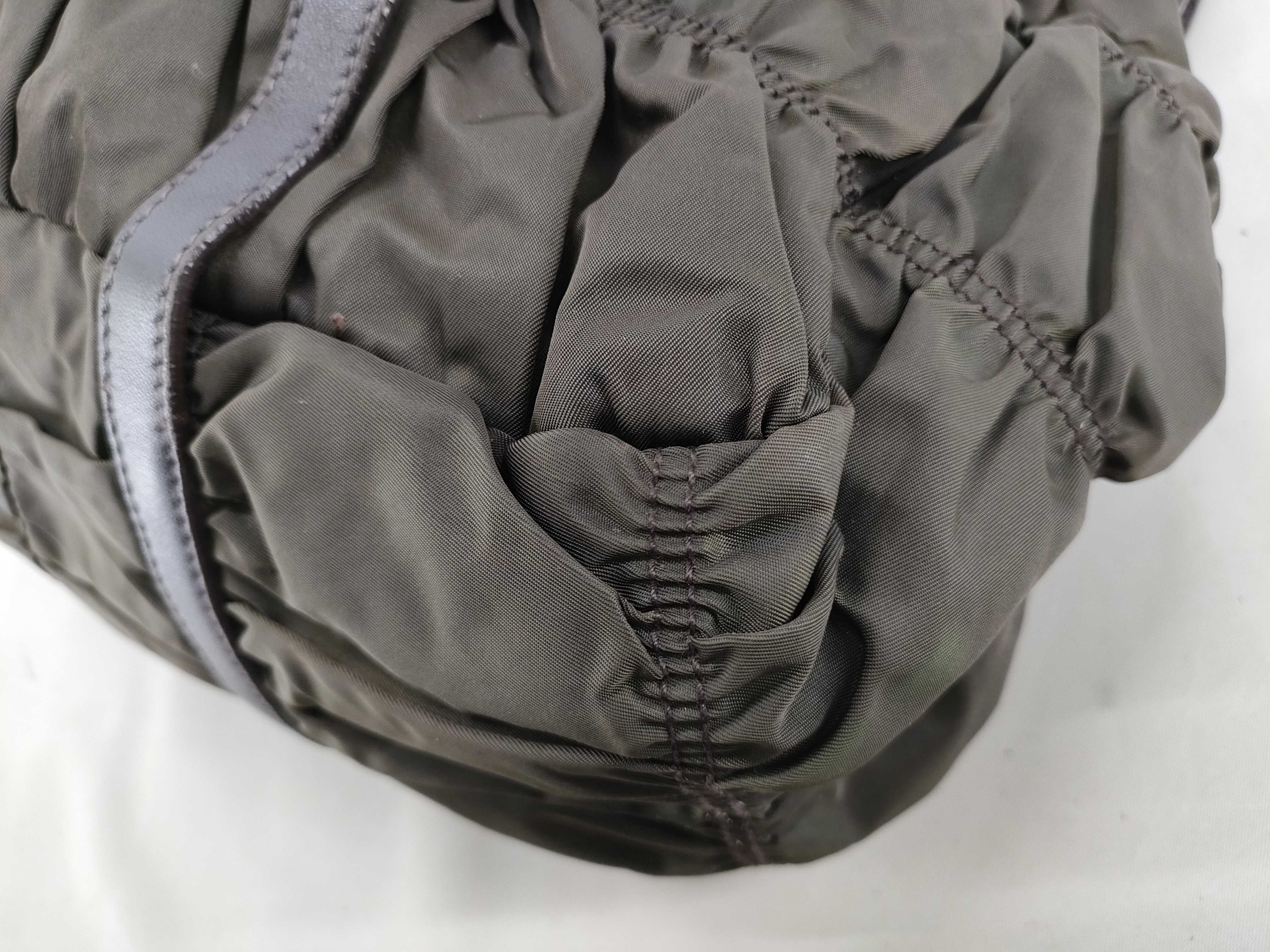 Nylon Gathered Triangle Logo Tote Bag with Braided Handles — view 4