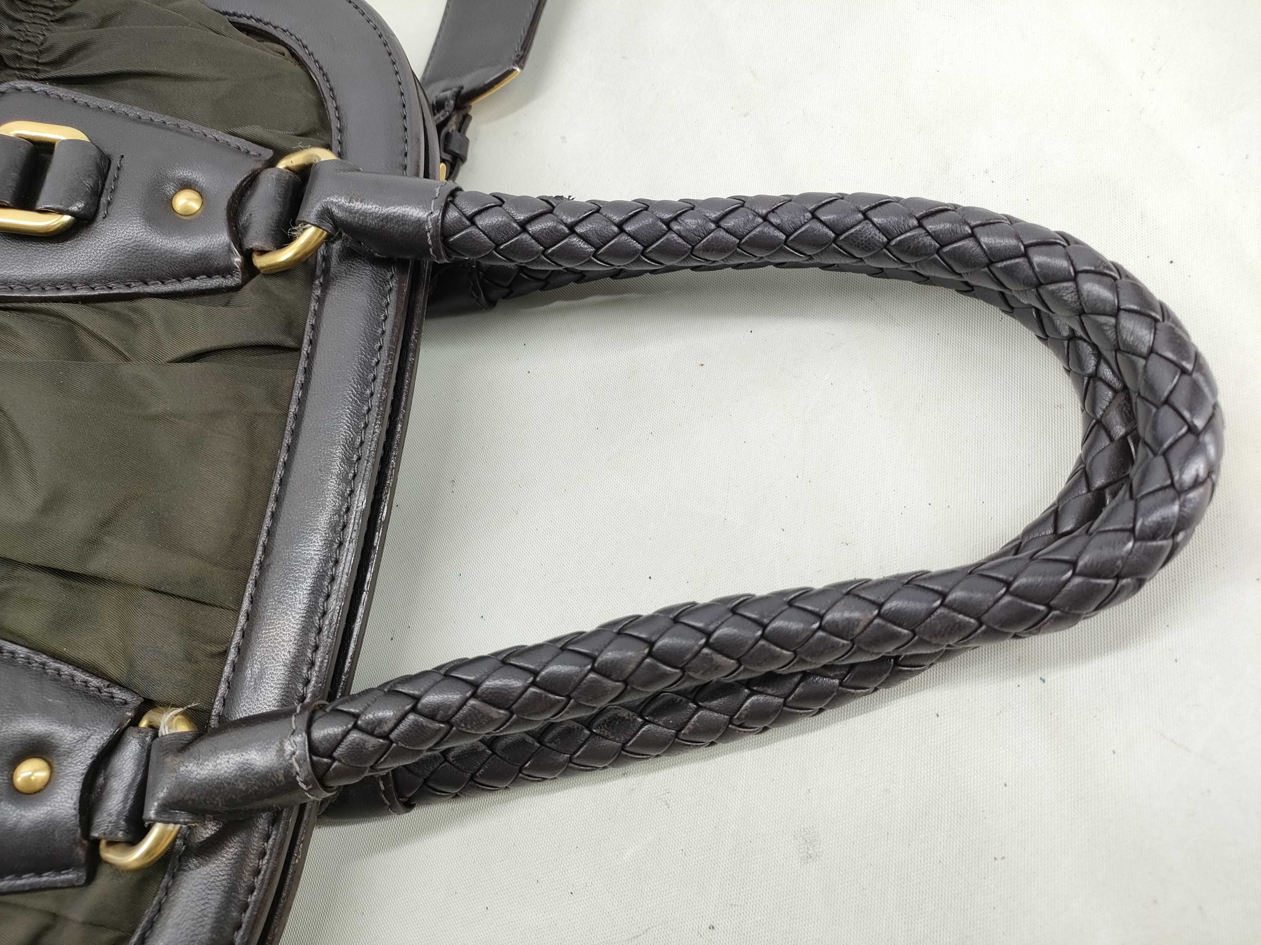 Nylon Gathered Triangle Logo Tote Bag with Braided Handles — view 5