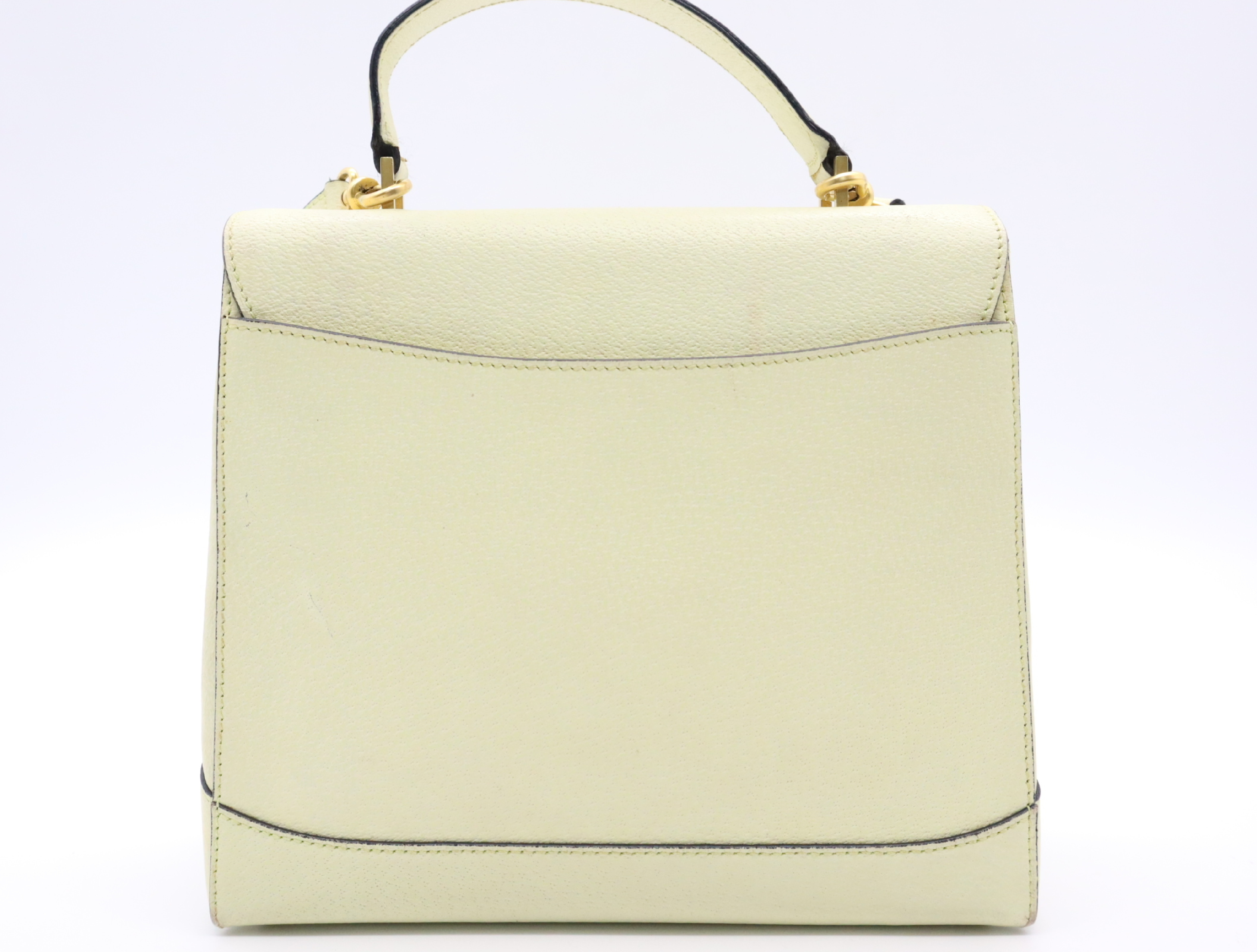 Leather 2-way Handbag with Ivory Gold Hardware and Shoulder Strap — view 2