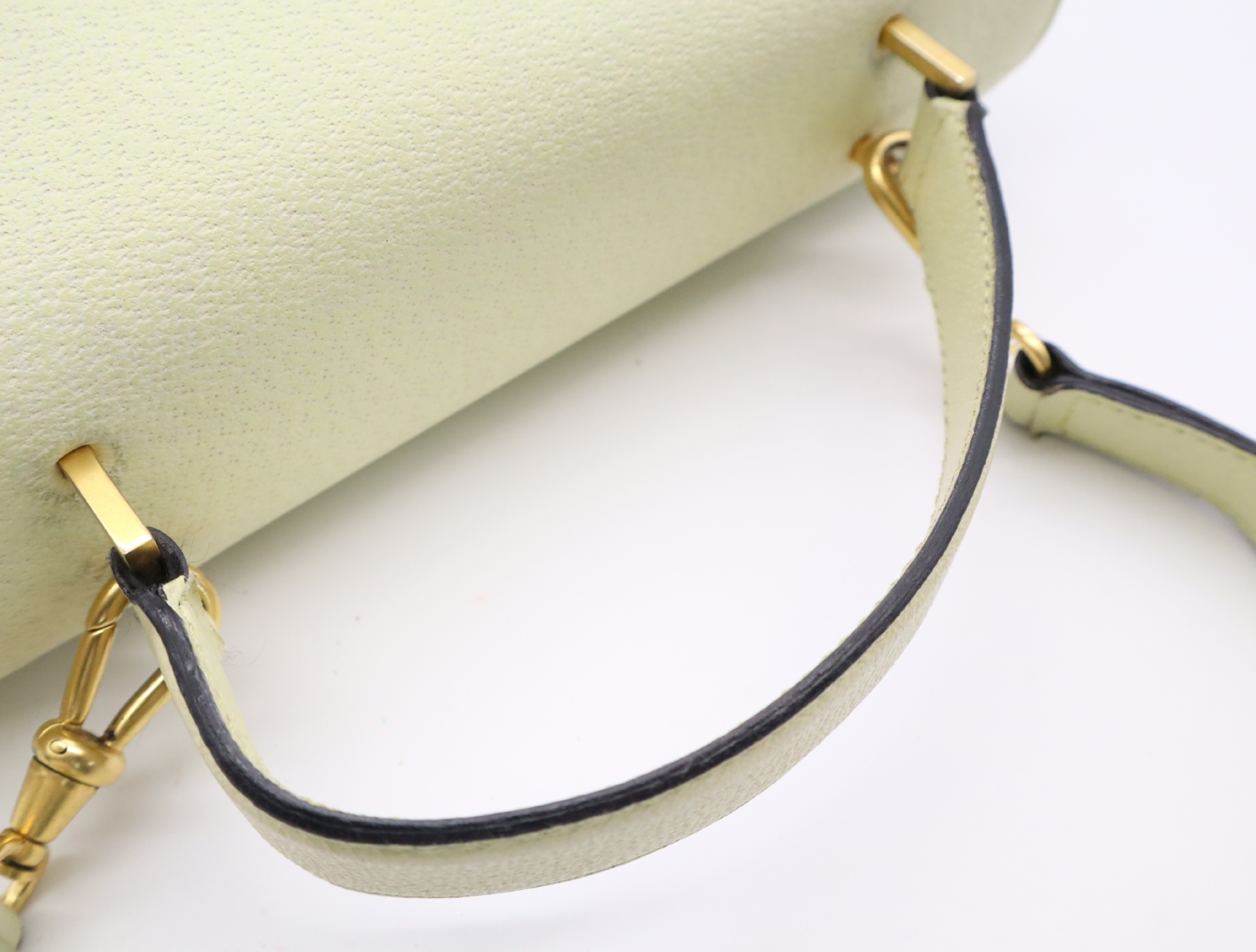 Leather 2-way Handbag with Ivory Gold Hardware and Shoulder Strap — view 11
