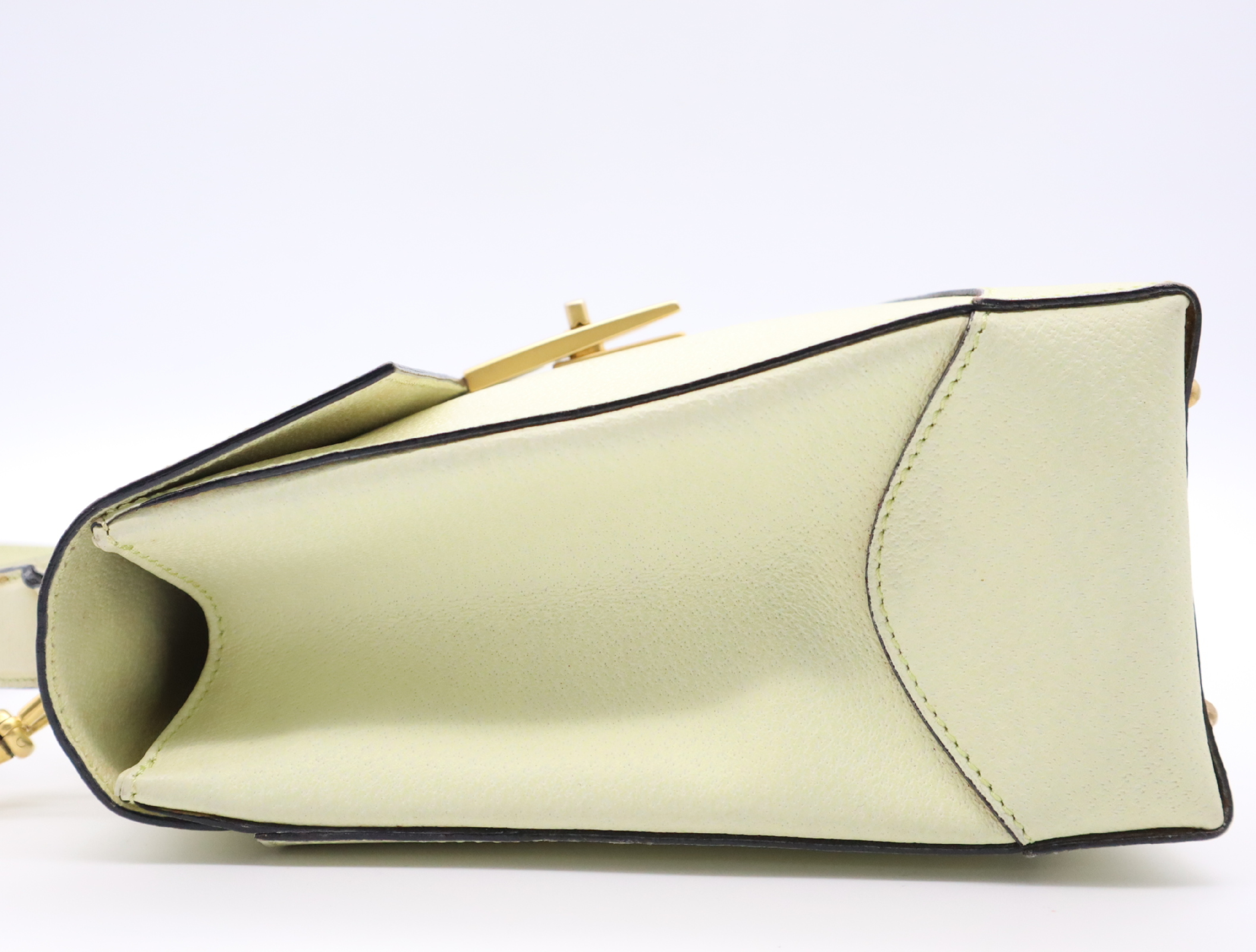 Leather 2-way Handbag with Ivory Gold Hardware and Shoulder Strap — view 3