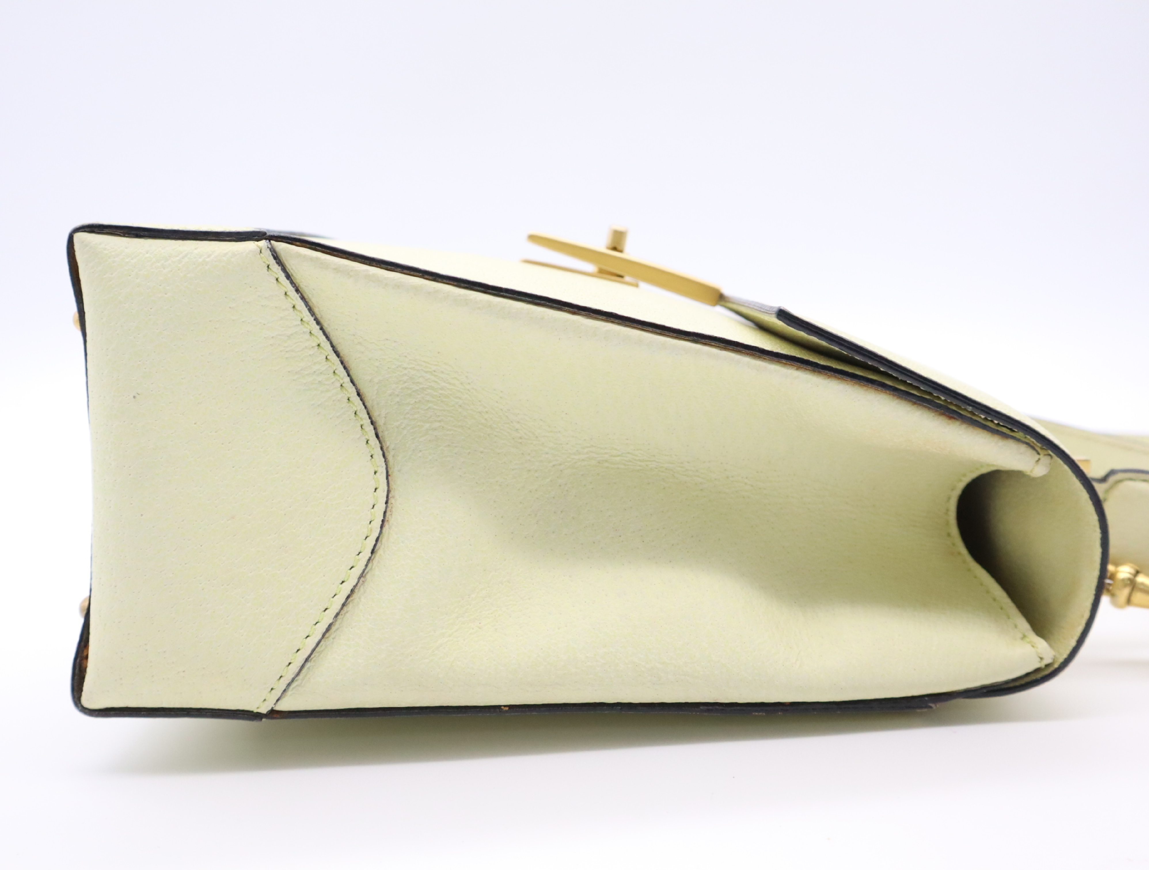 Leather 2-way Handbag with Ivory Gold Hardware and Shoulder Strap — view 5