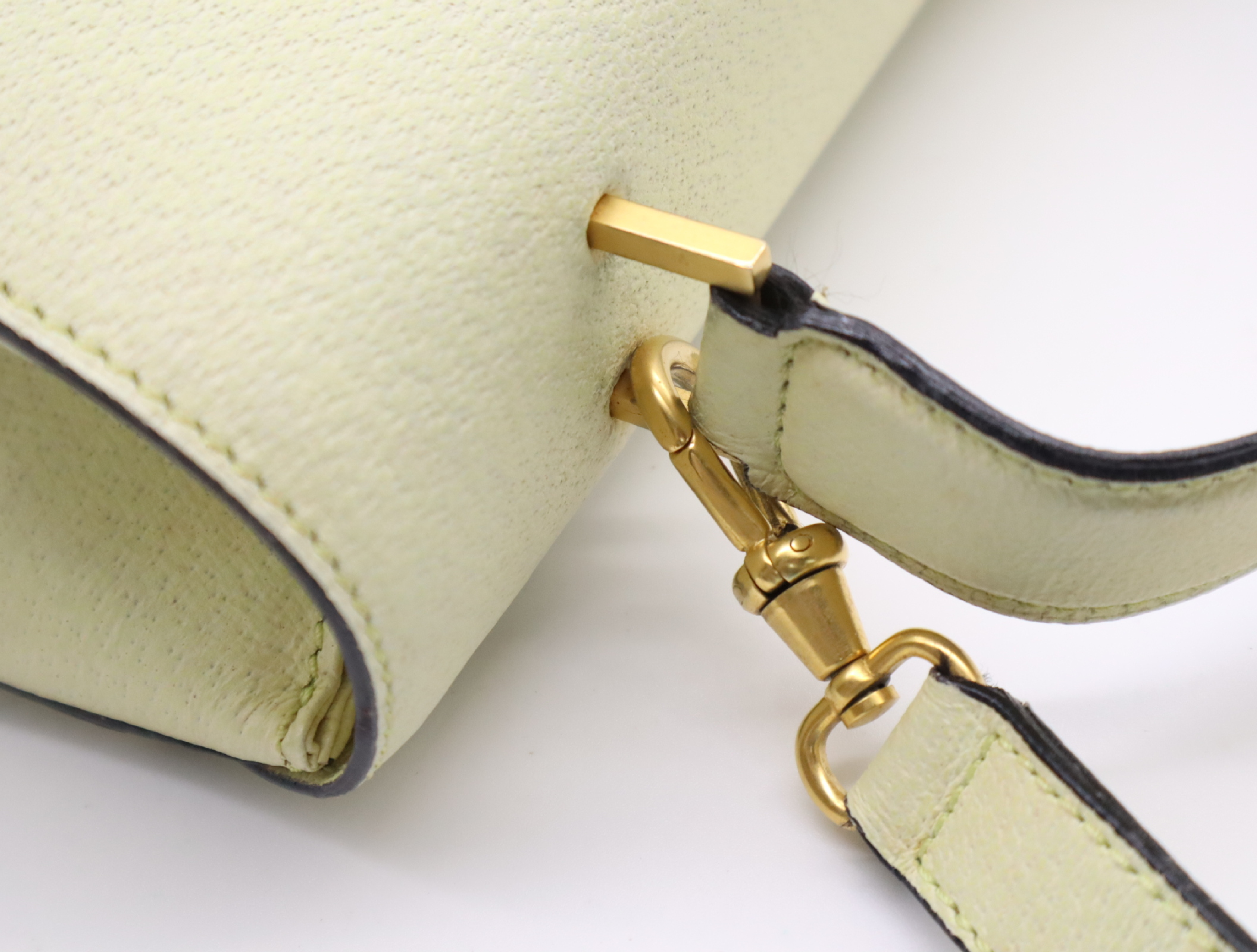 Leather 2-way Handbag with Ivory Gold Hardware and Shoulder Strap — view 8