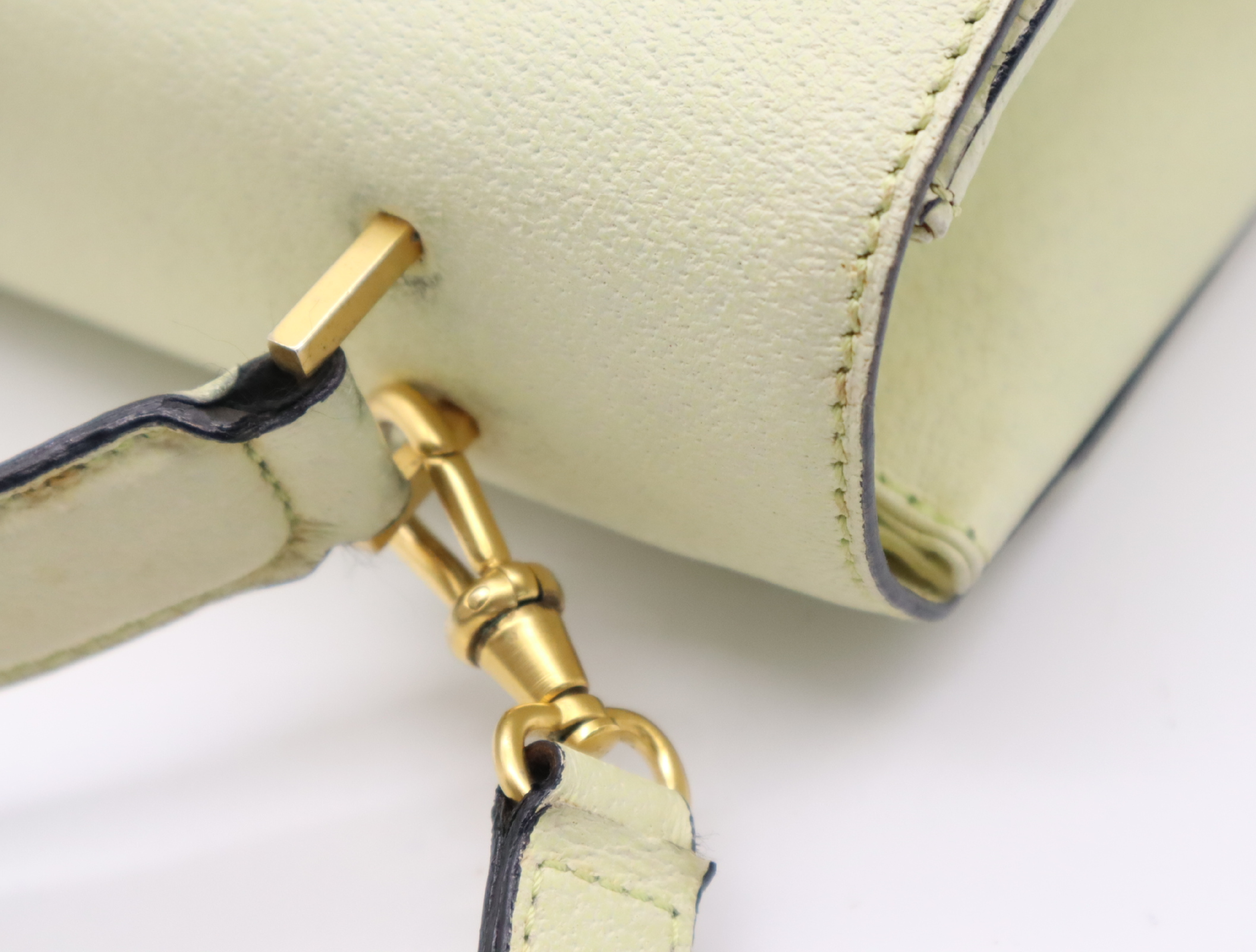Leather 2-way Handbag with Ivory Gold Hardware and Shoulder Strap — view 9