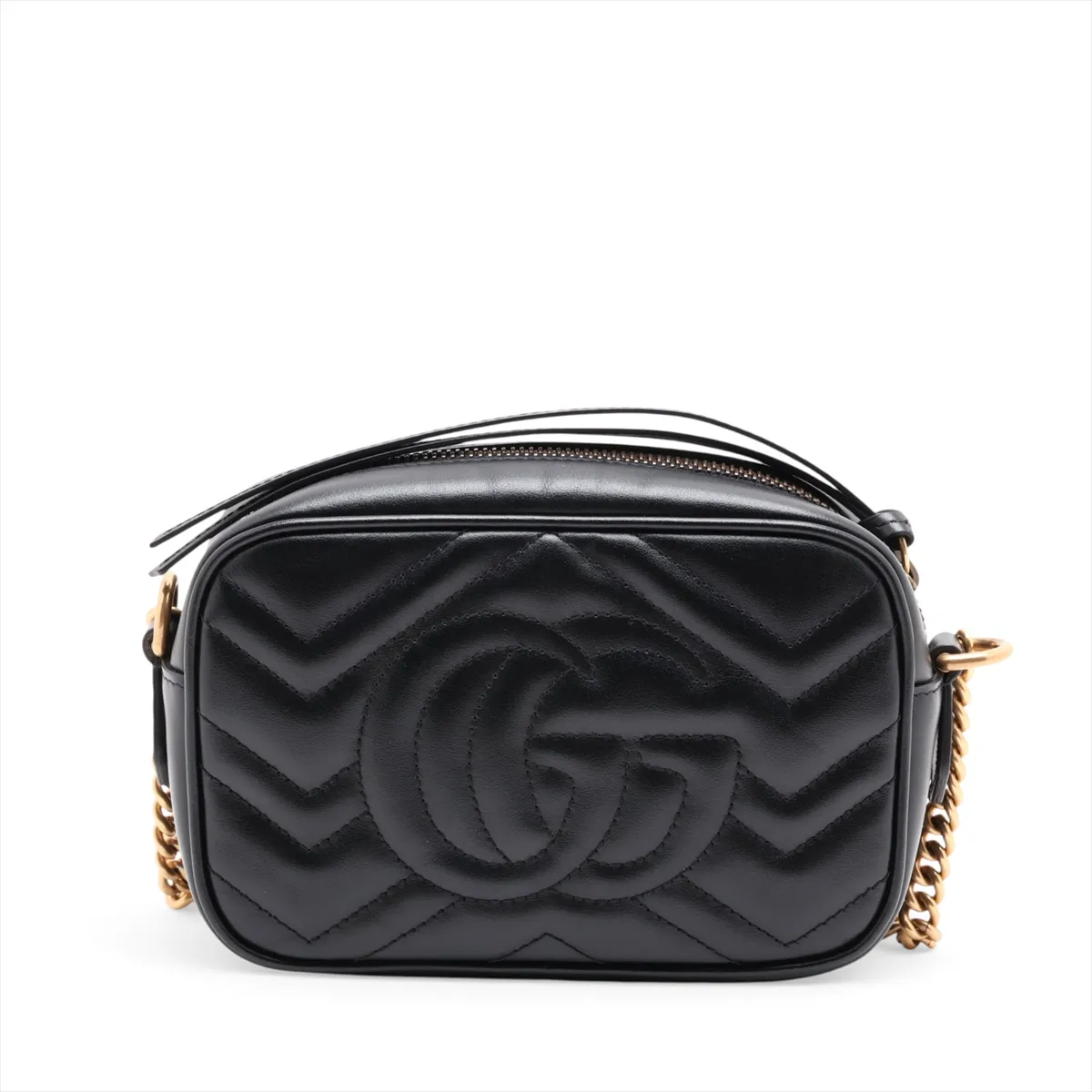 GG Marmont Leather Chain Shoulder Bag, Black, 448065 — view 2