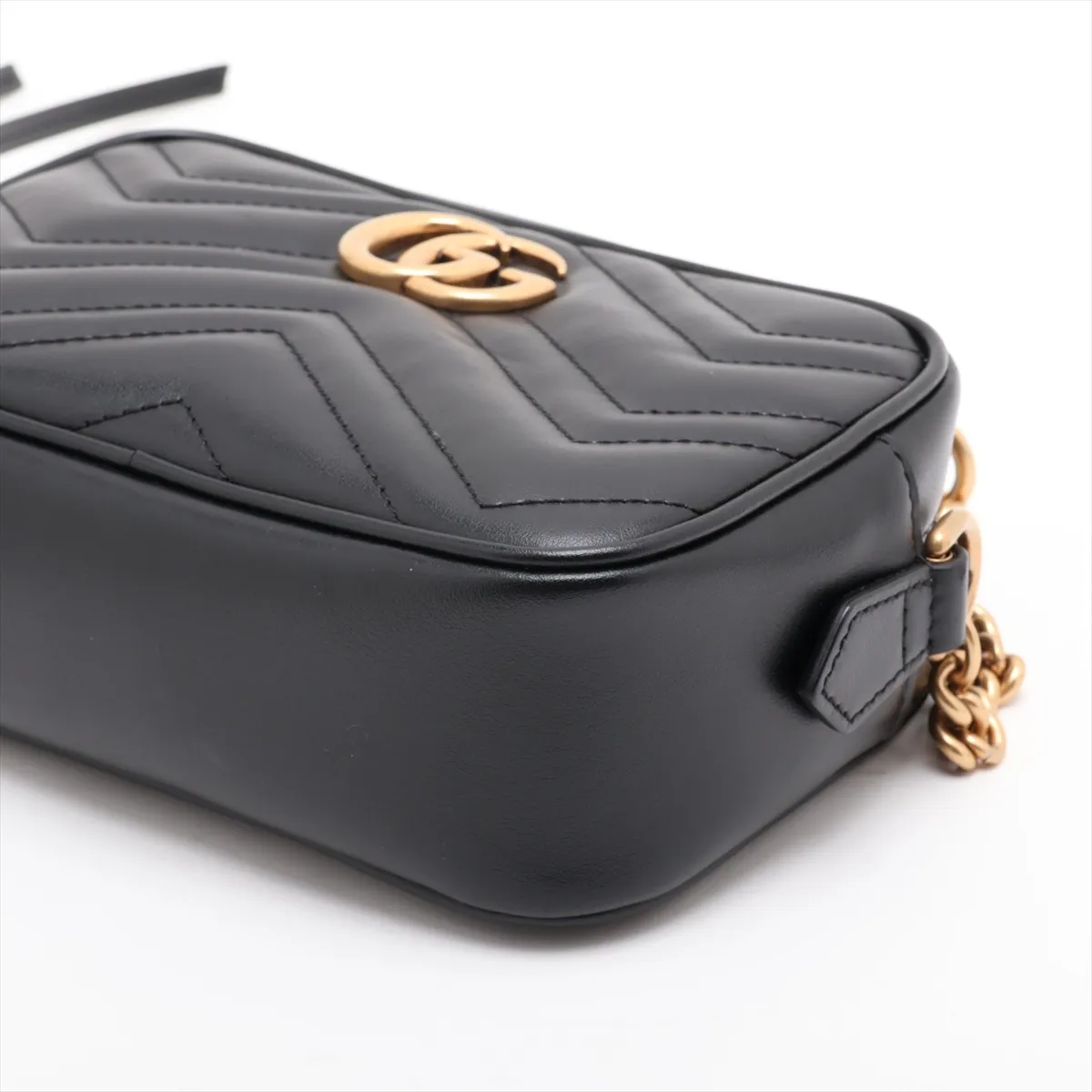GG Marmont Leather Chain Shoulder Bag, Black, 448065 — view 3