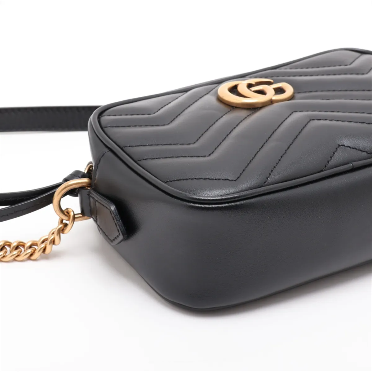 GG Marmont Leather Chain Shoulder Bag, Black, 448065 — view 4