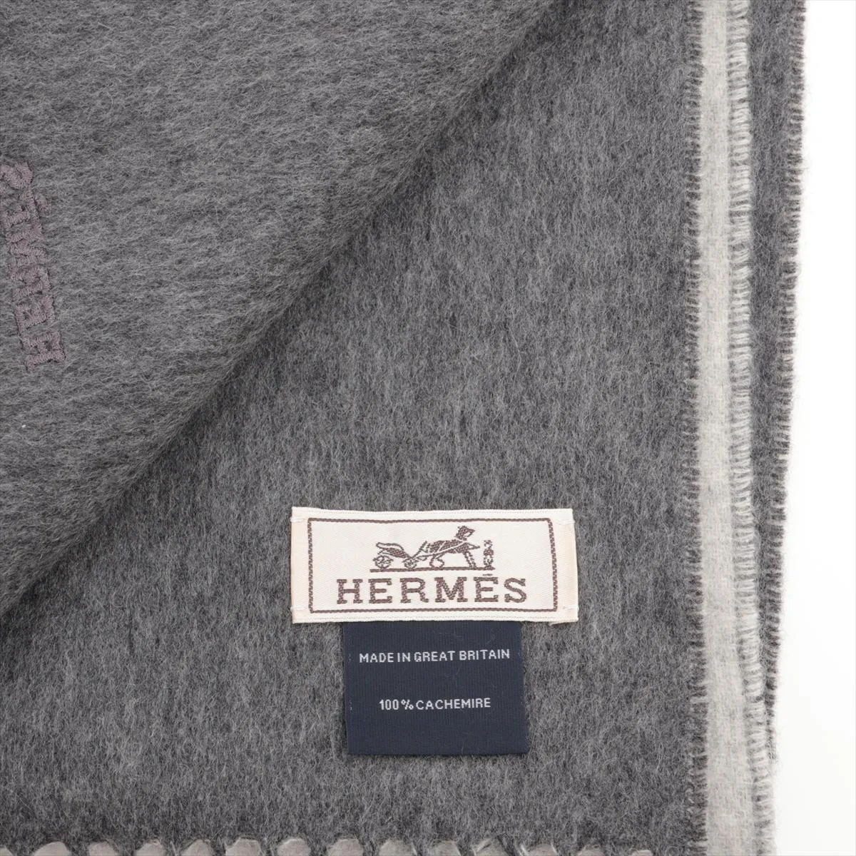 logo scarf, cashmere, gray, — view 2
