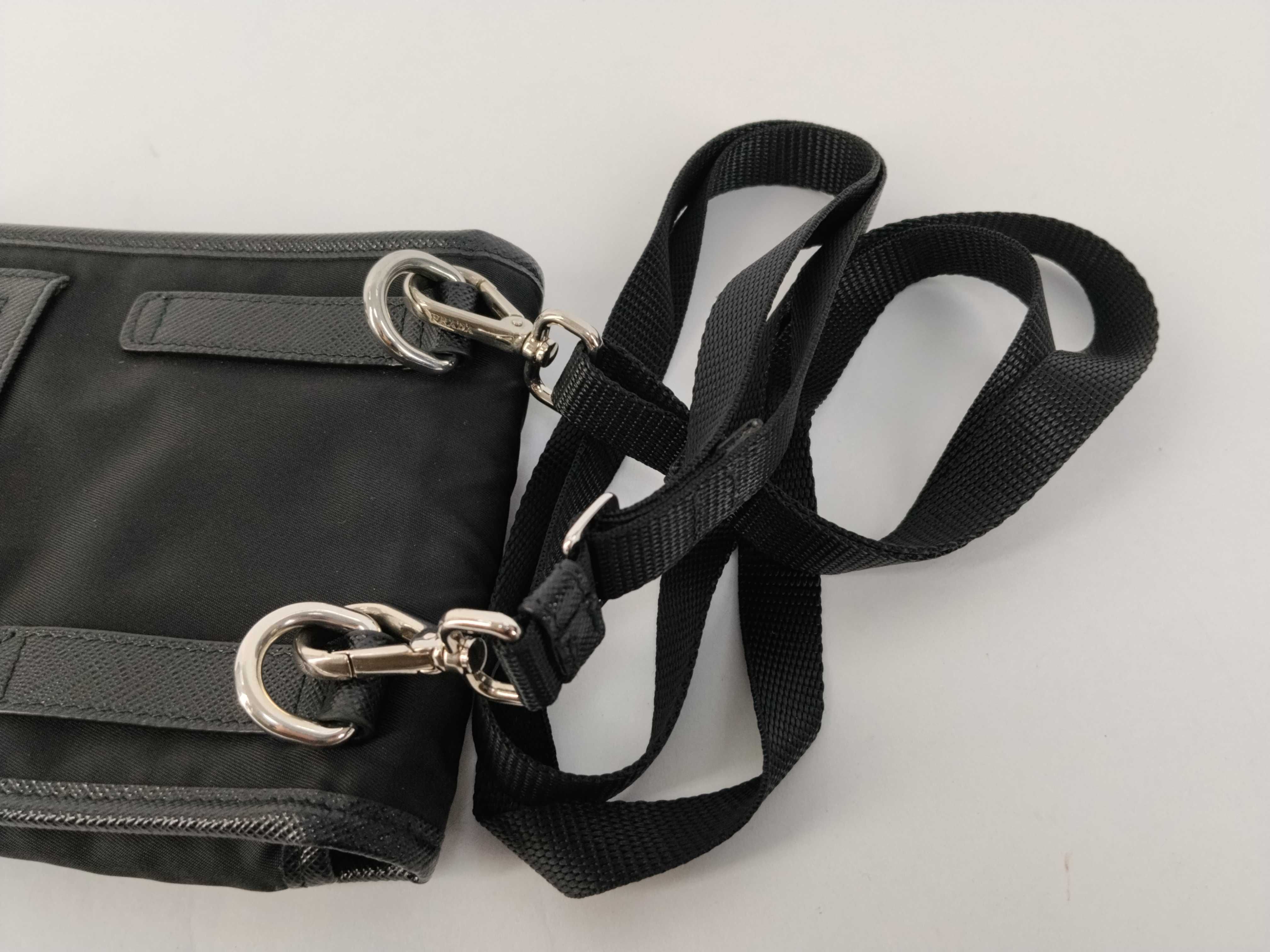 Nylon x Leather Triangle Plate Phone Case Shoulder Bag — view 3