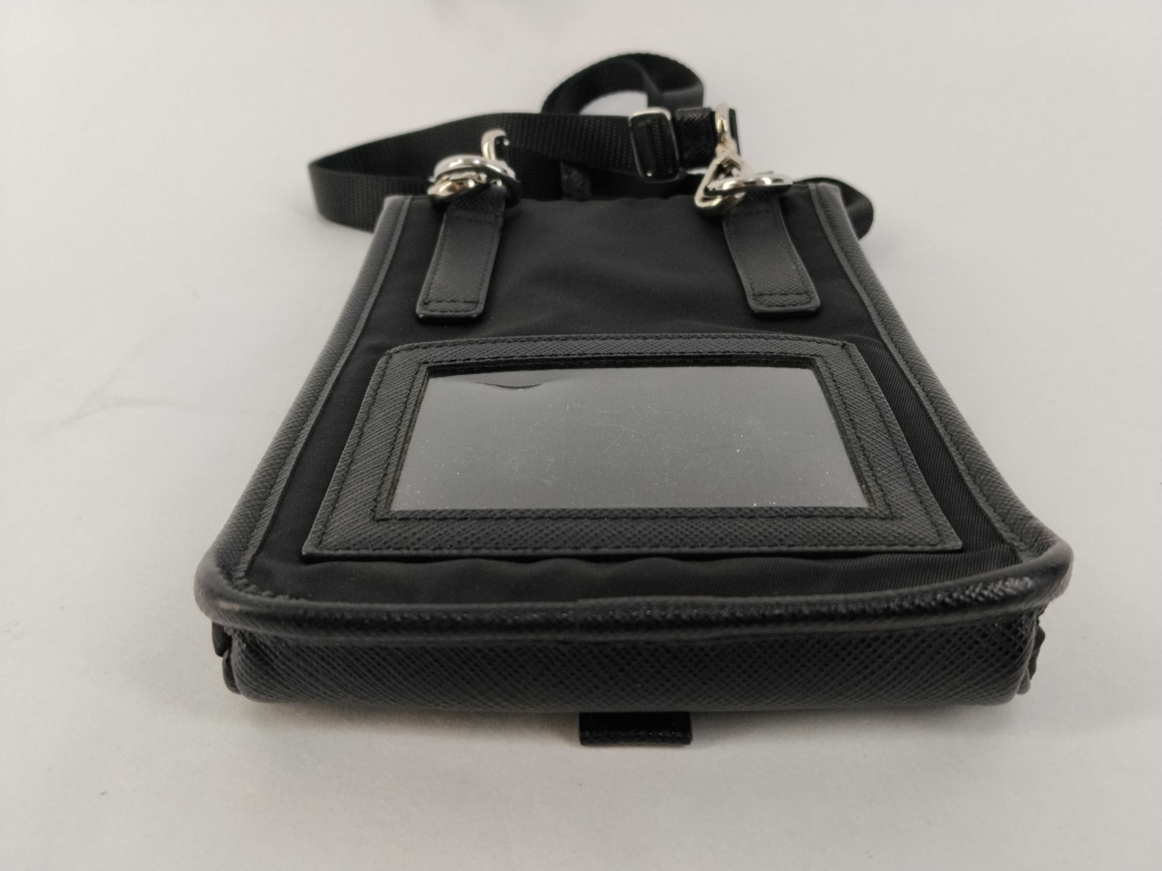 Nylon x Leather Triangle Plate Phone Case Shoulder Bag — view 7