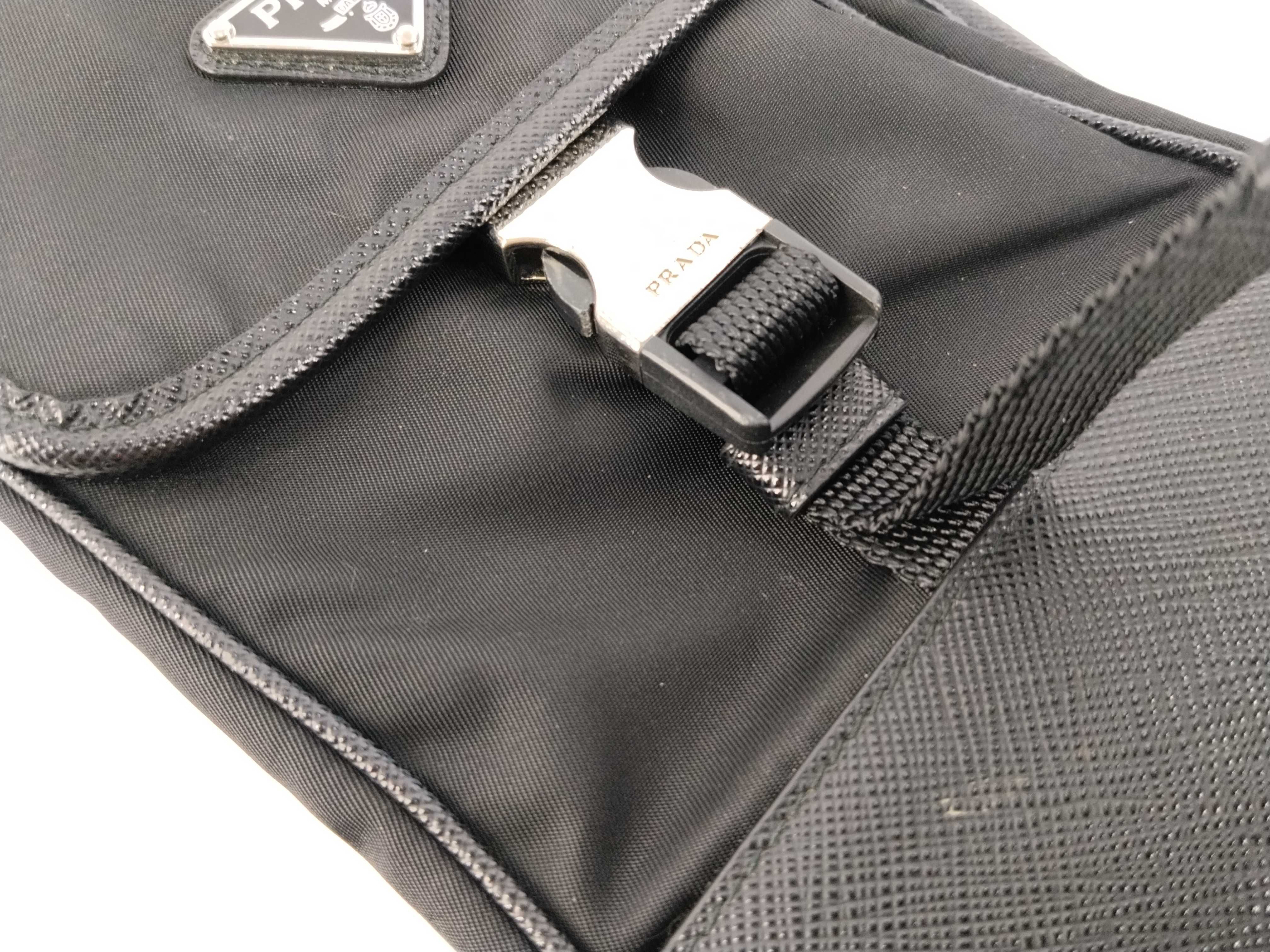 Nylon x Leather Triangle Plate Phone Case Shoulder Bag — view 8