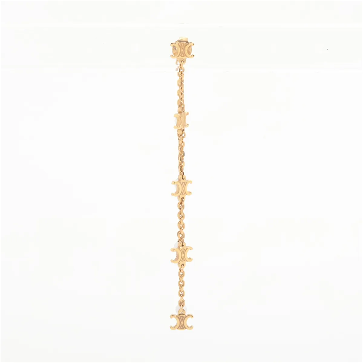 Triomphe earrings (for both ears, one side only) GP x fake pearl gold — view 2