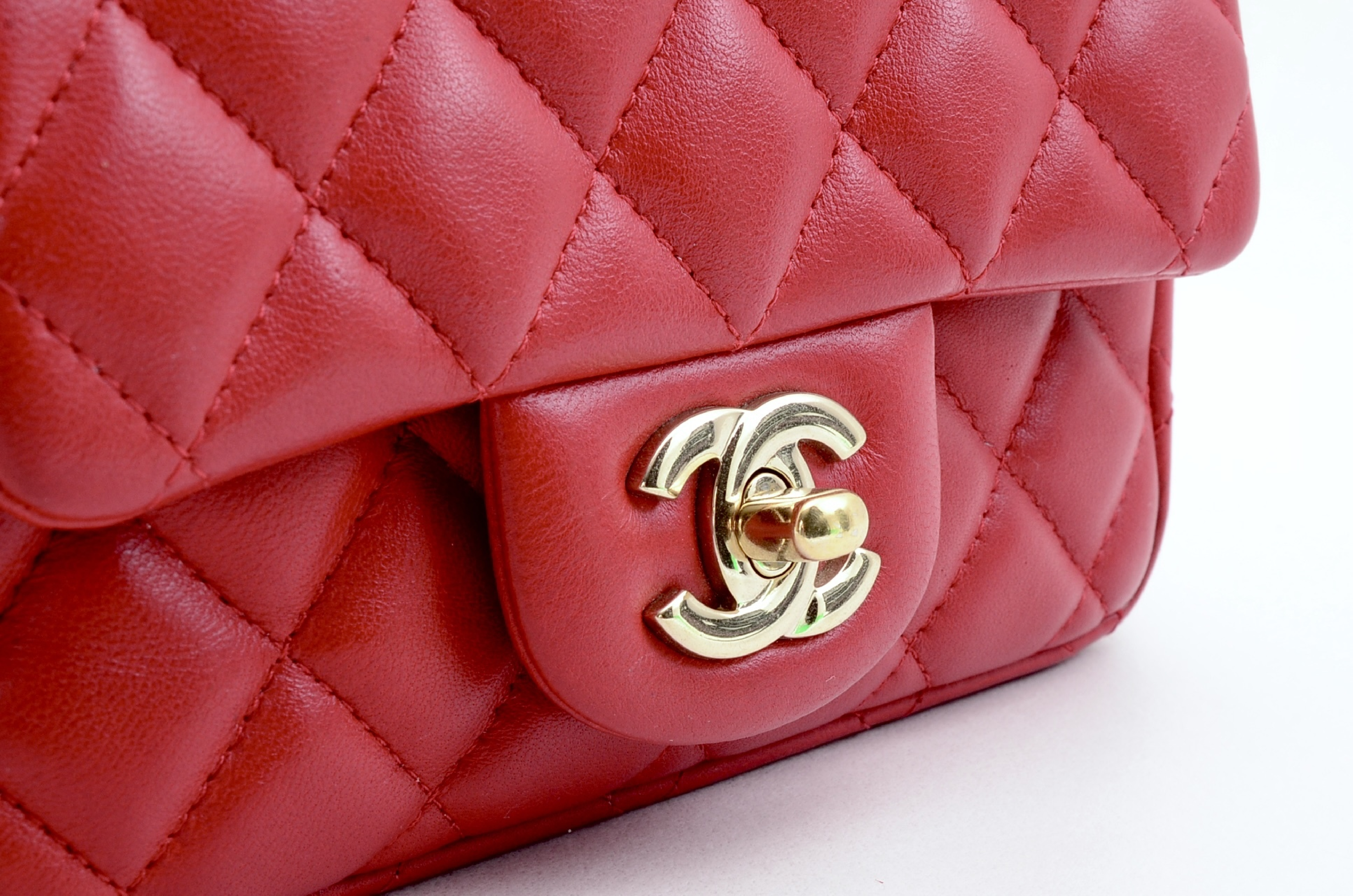 Mini Matelassé Chain Shoulder Bag, Red — view 3
