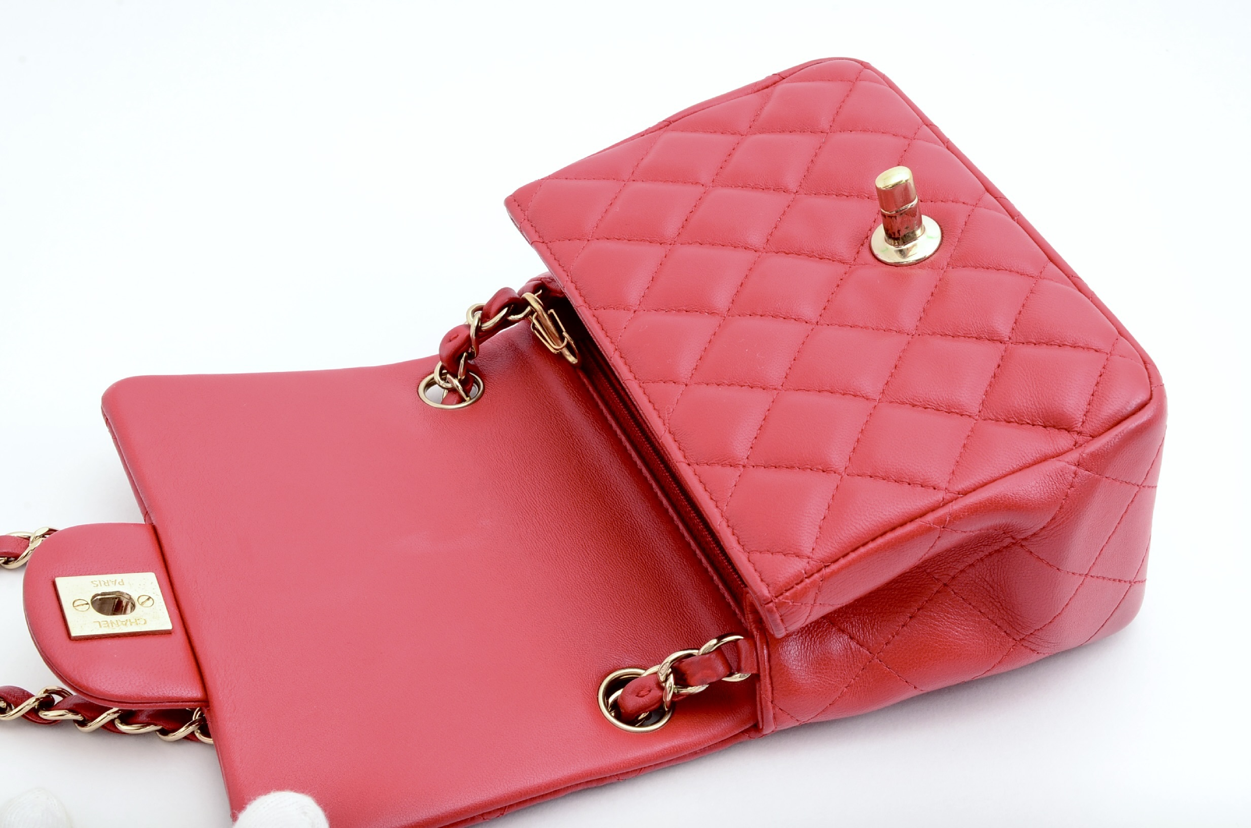 Mini Matelassé Chain Shoulder Bag, Red — view 4
