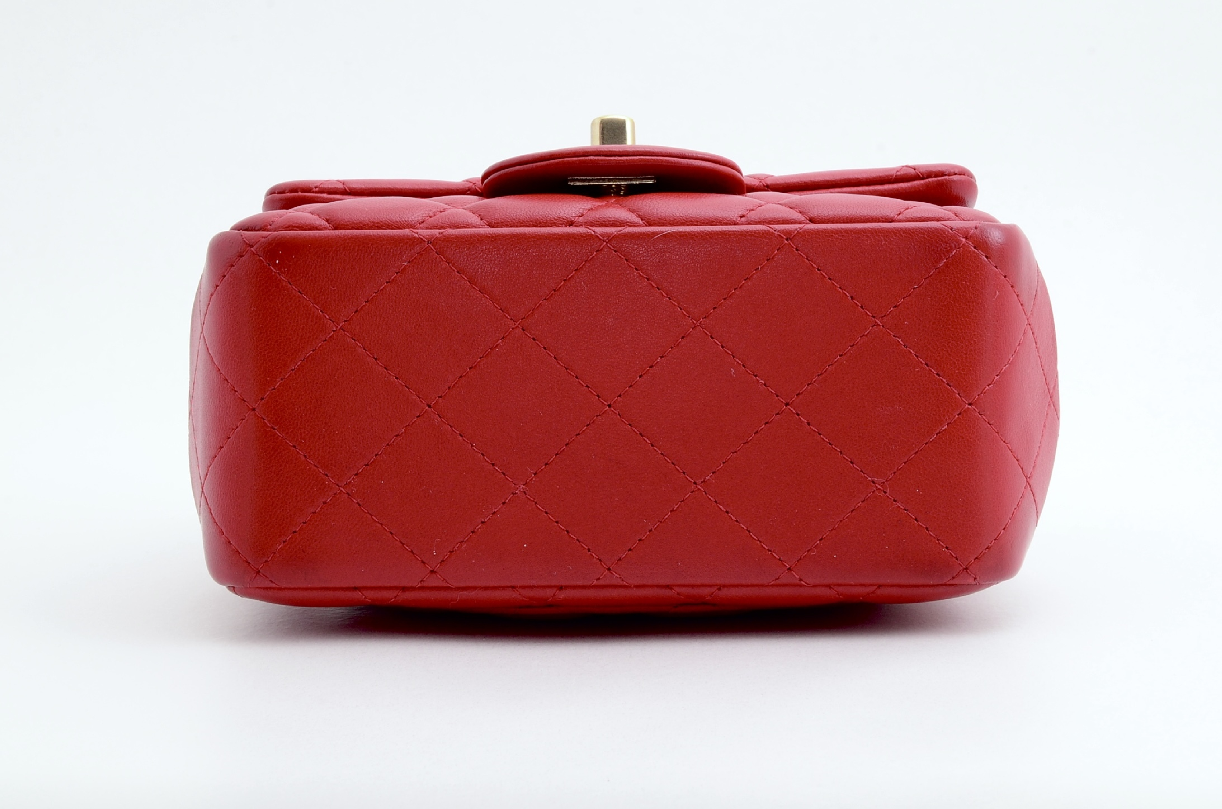 Mini Matelassé Chain Shoulder Bag, Red — view 8