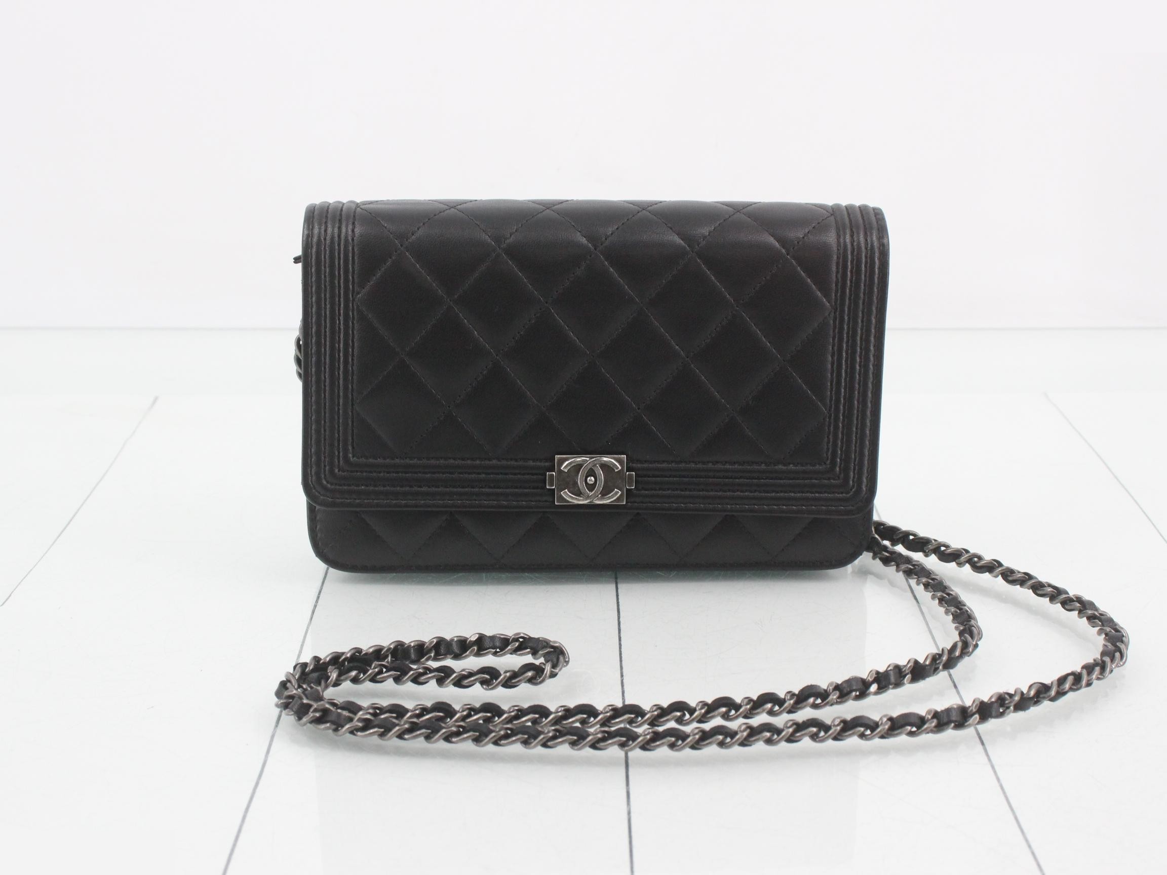 Boy Chanel Chain Wallet, Series 19, Black