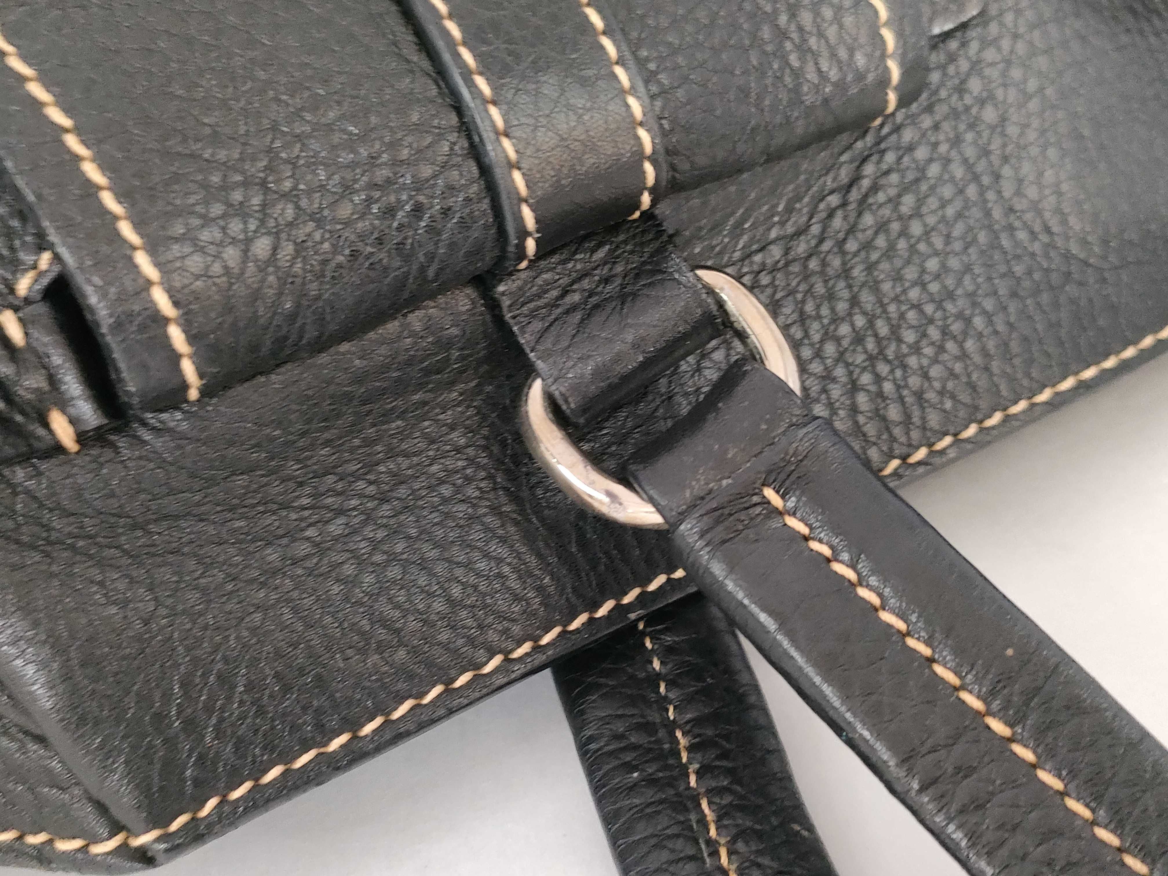 Leather Tote Bag Triangle Plate Black Tote Bag — view 5