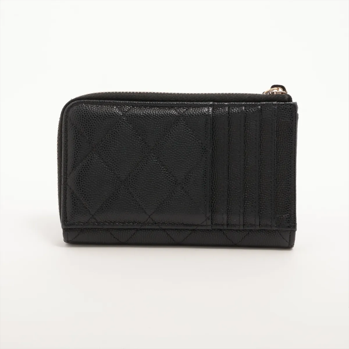 Matelassé Caviar Skin Fragment Case, Black with Gold Hardware, N7U9LHT5 — view 2