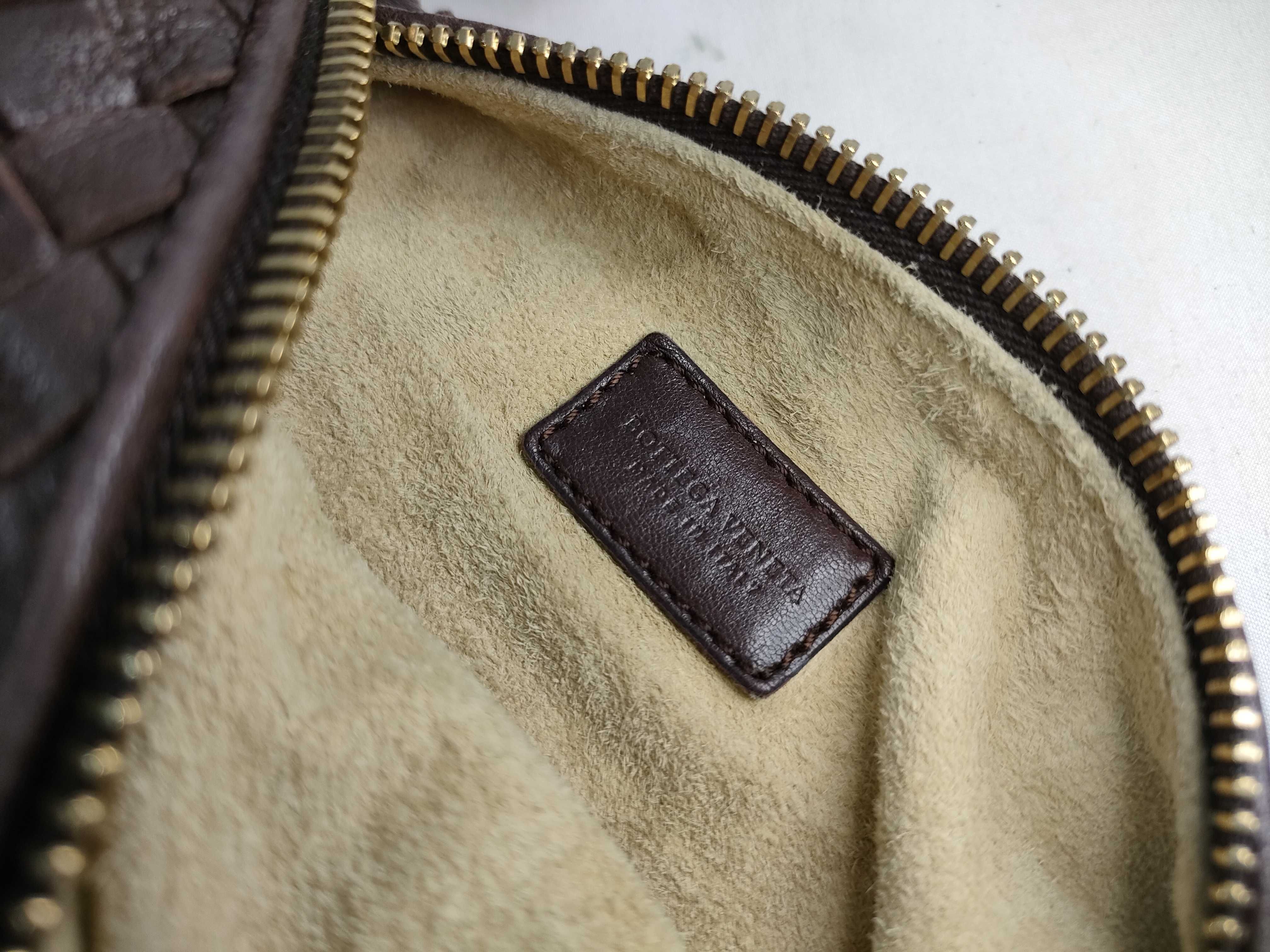 Intrecciato Leather Handbag, Brown, 114087 — view 11