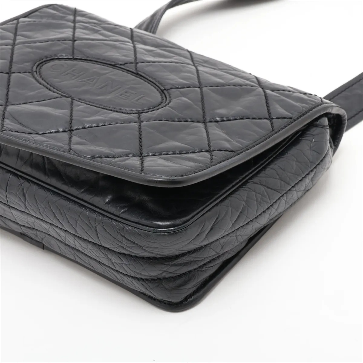 Matelassé Vintage Calfskin Shoulder Bag, Black with Silver Hardware, 10603830 (Serial Number in the 10s) — view 3