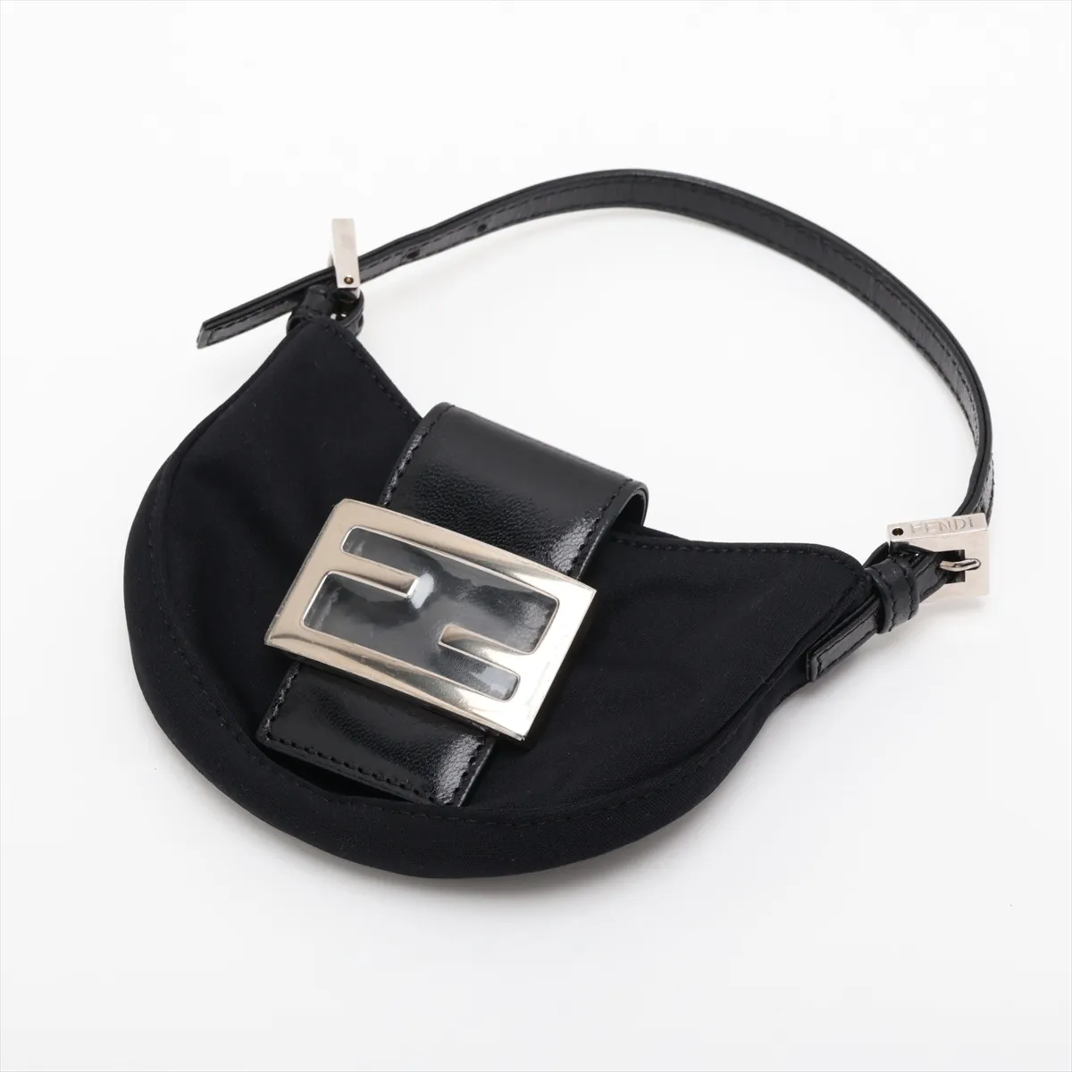 Mini Croissant 26673 Jersey x Leather Handbag, Black — view 3