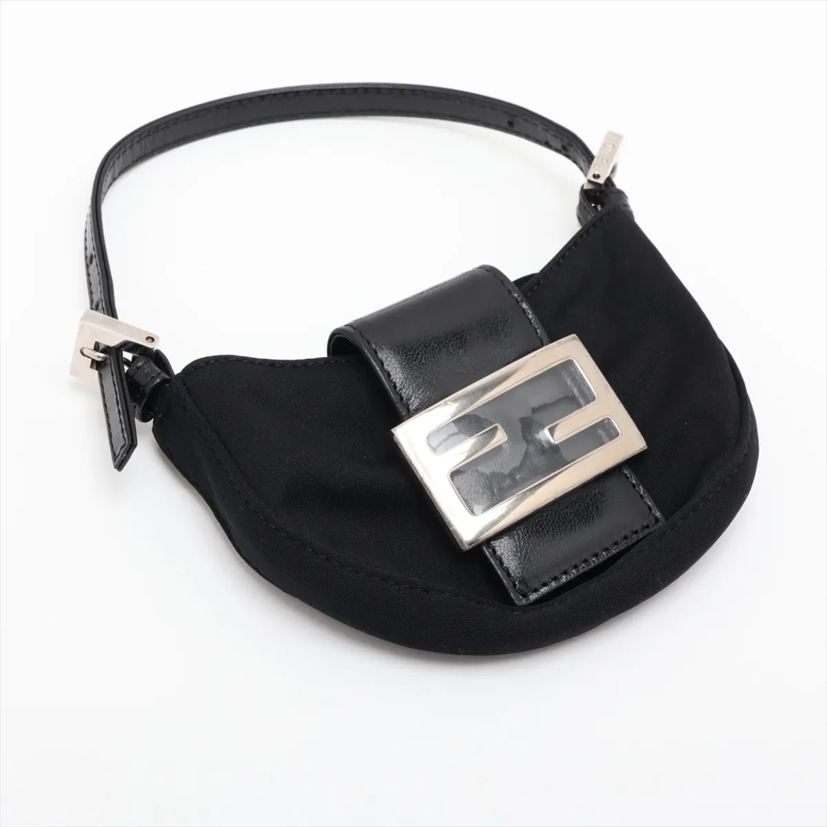 Mini Croissant 26673 Jersey x Leather Handbag, Black — view 4