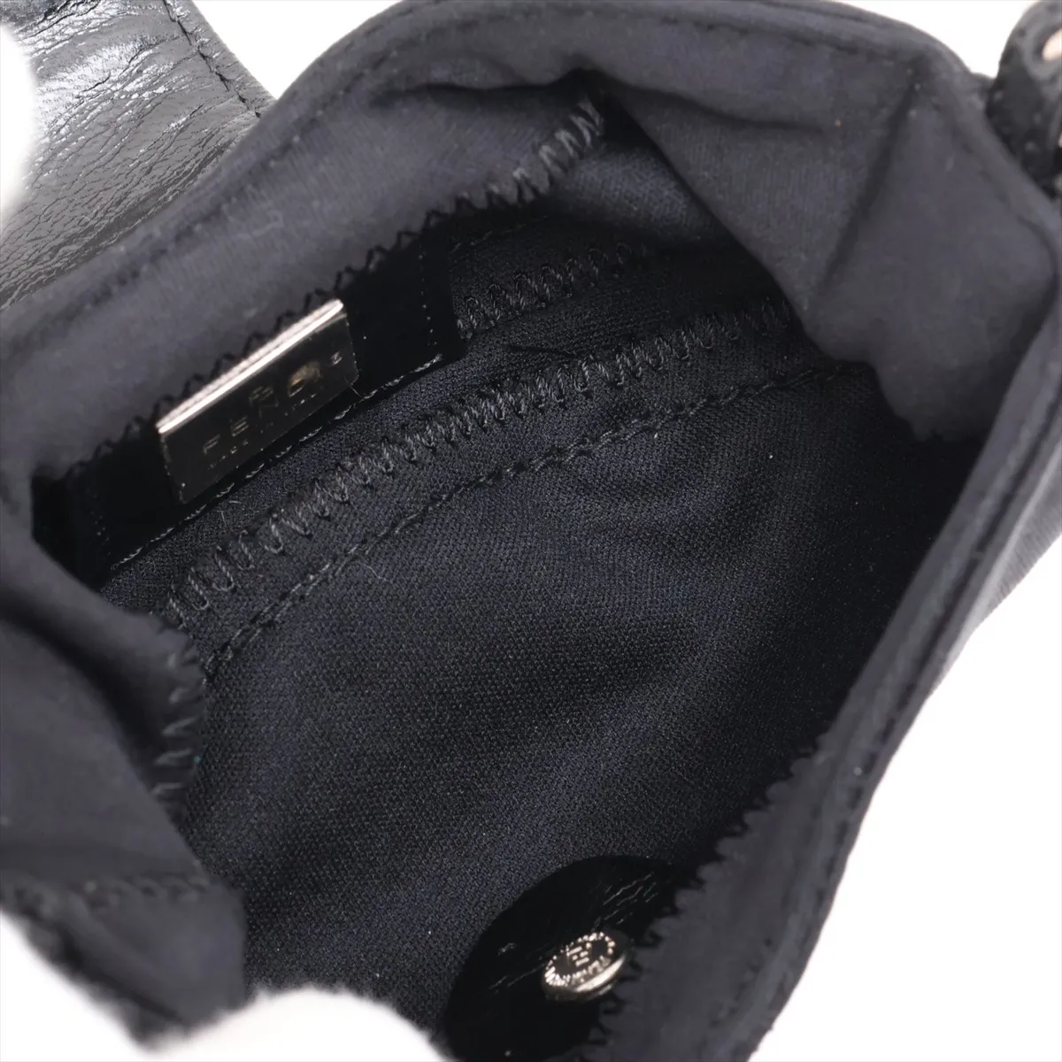 Mini Croissant 26673 Jersey x Leather Handbag, Black — view 6