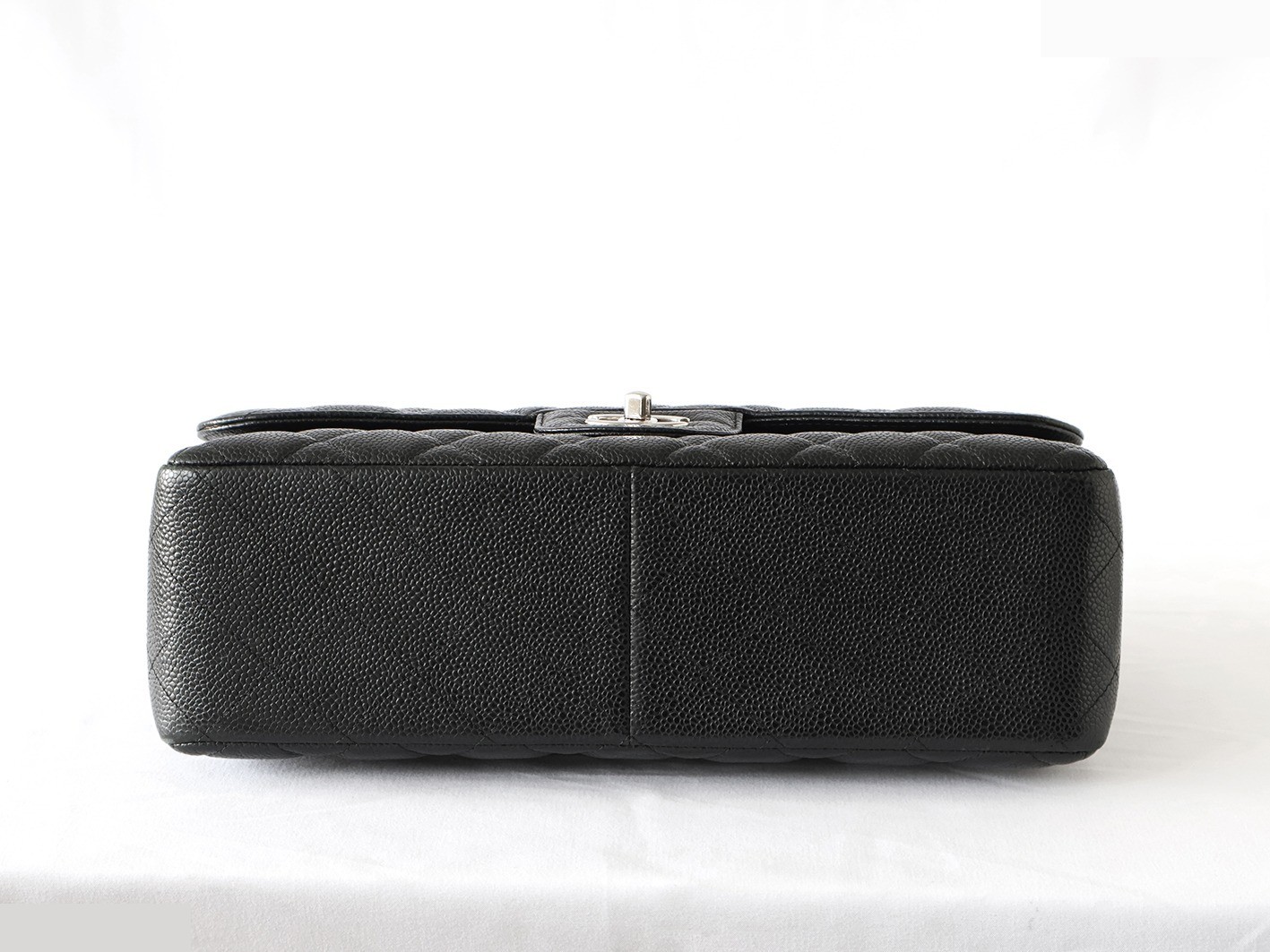 Caviar Skin Large Matelassé 30 Double Flap Double Chain Shoulder Bag, Black — view 5