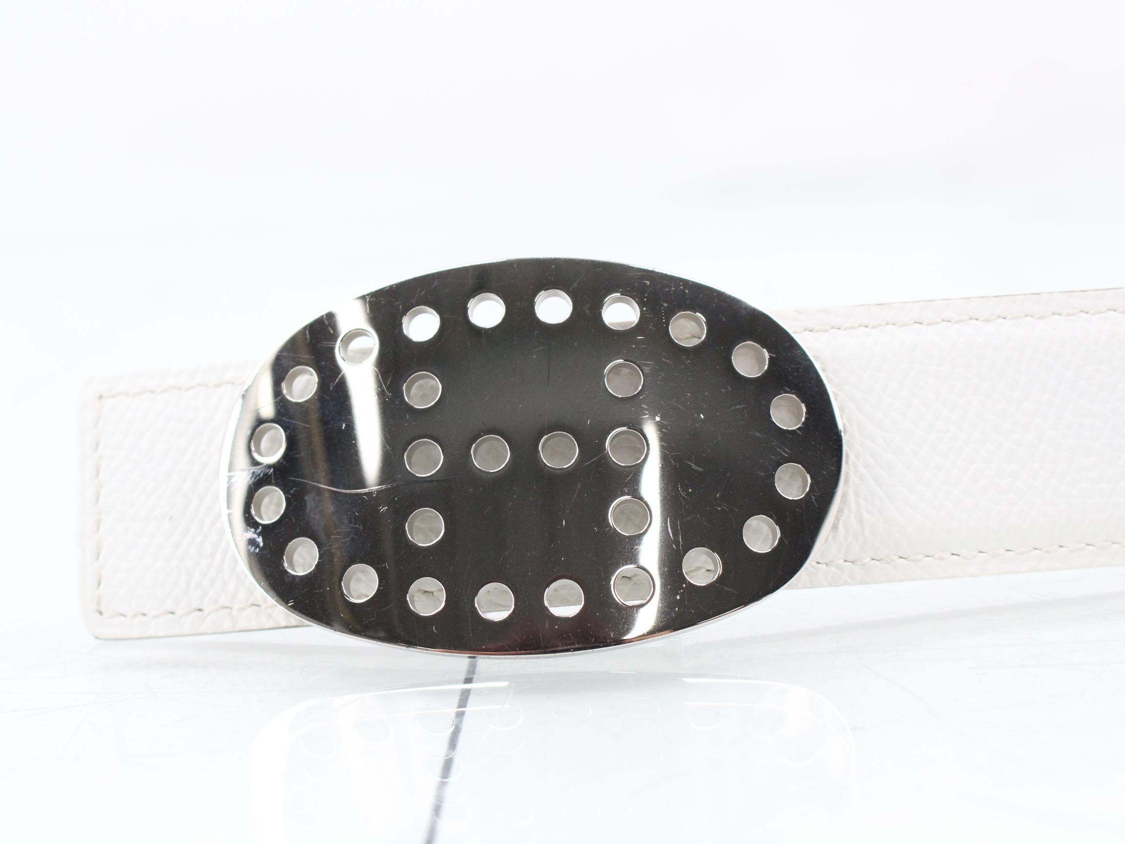 Calfskin Evelyn H Belt WH/BR — view 3