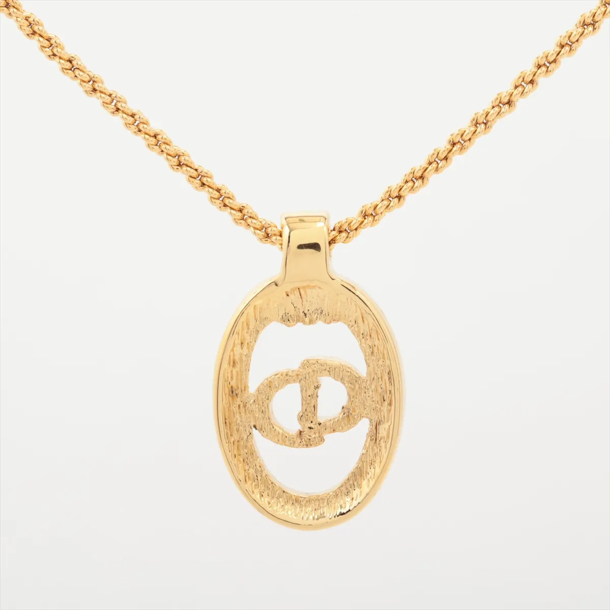 CD logo necklace, gold leaf x rhinestones, — view 3