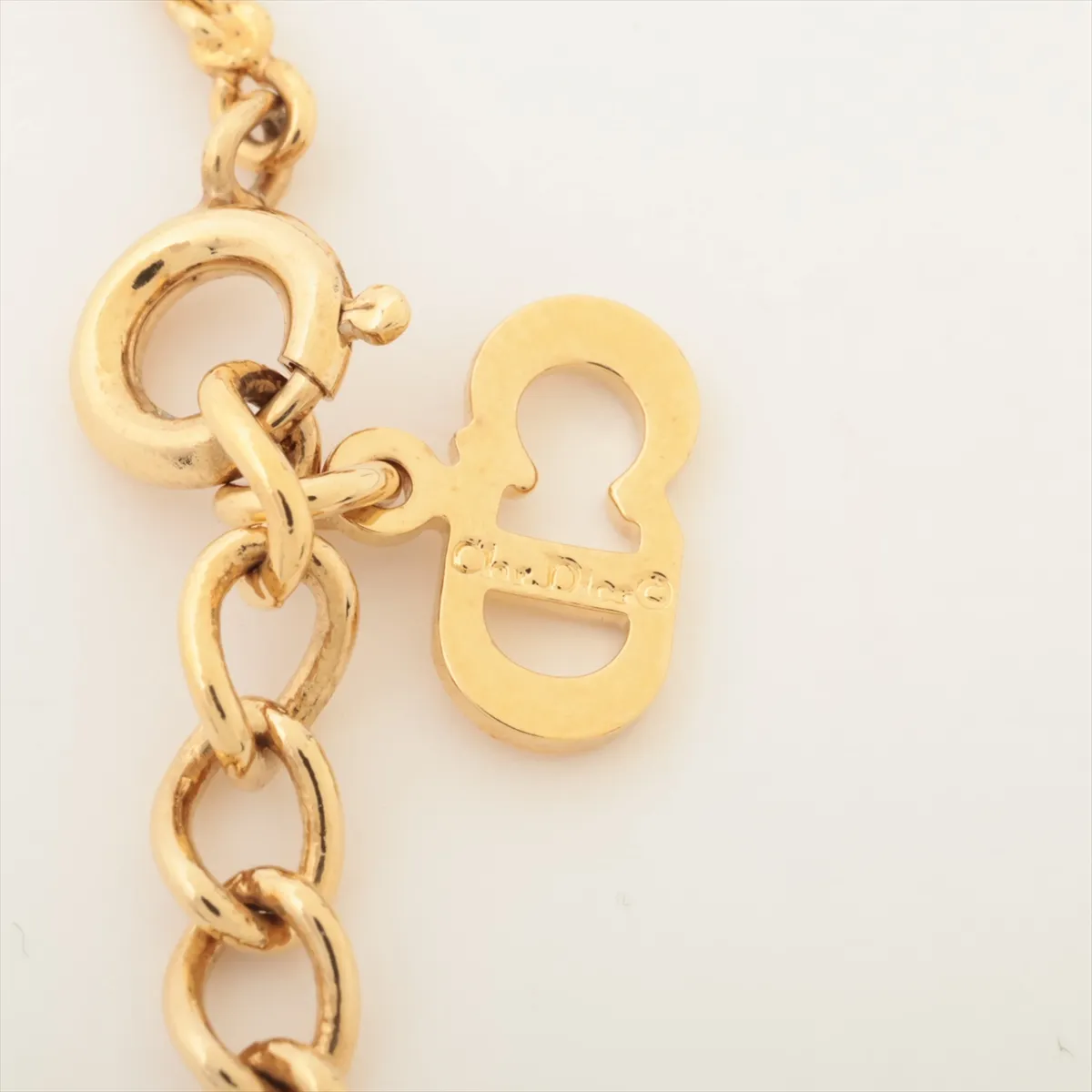 CD logo necklace, gold leaf x rhinestones, — view 5