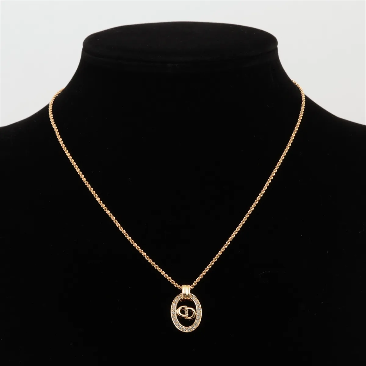 CD logo necklace, gold leaf x rhinestones, — view 6